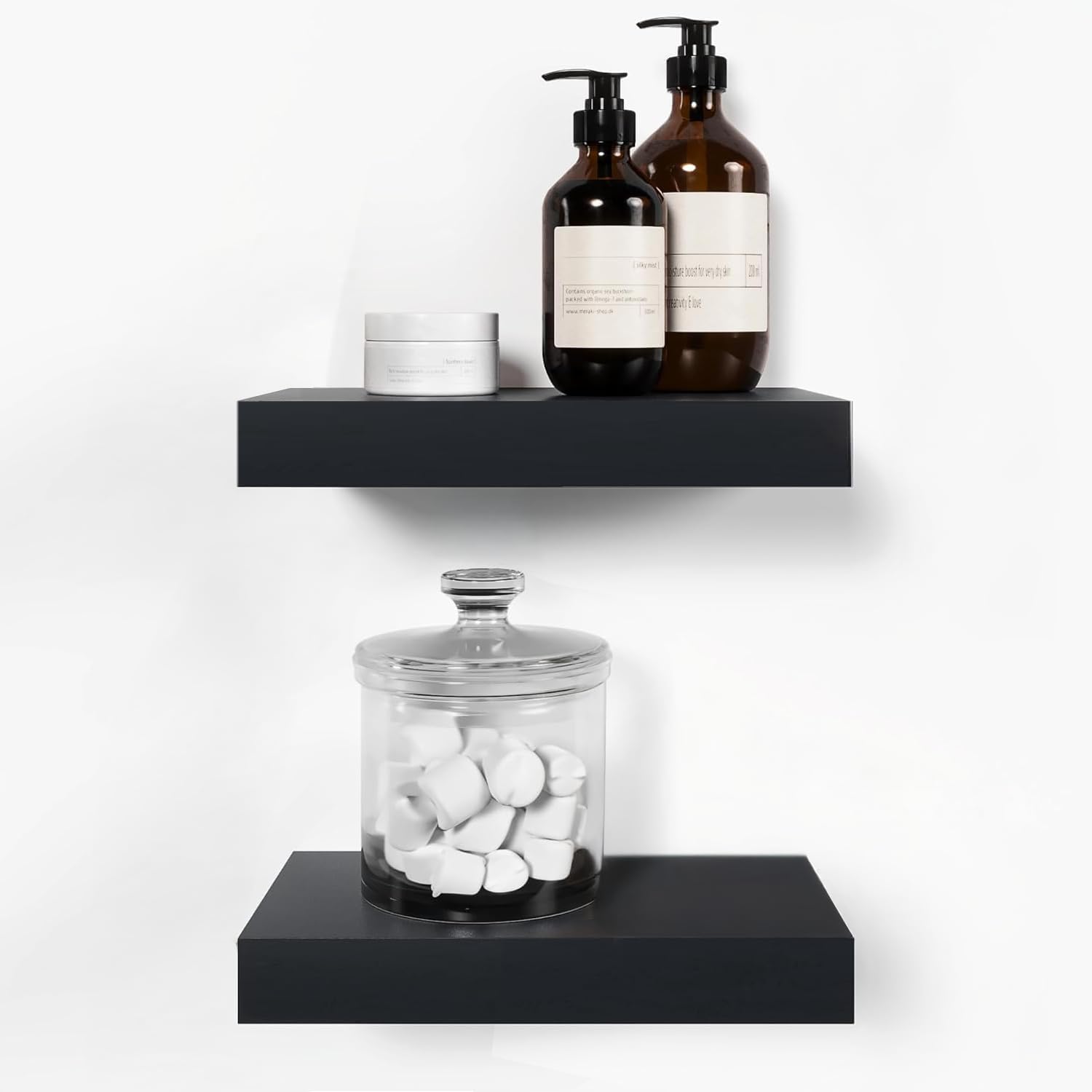 Homeforia Floating 60 inch Oak Shelves, High End Solid Real Wood 60inch Floating Shelf for Wall Mounted, Honey Oak Wooden 60in Large Floating Shelves, Heavy Duty Bracket, 60 X 6.5 X 1.75 in, Set of 2