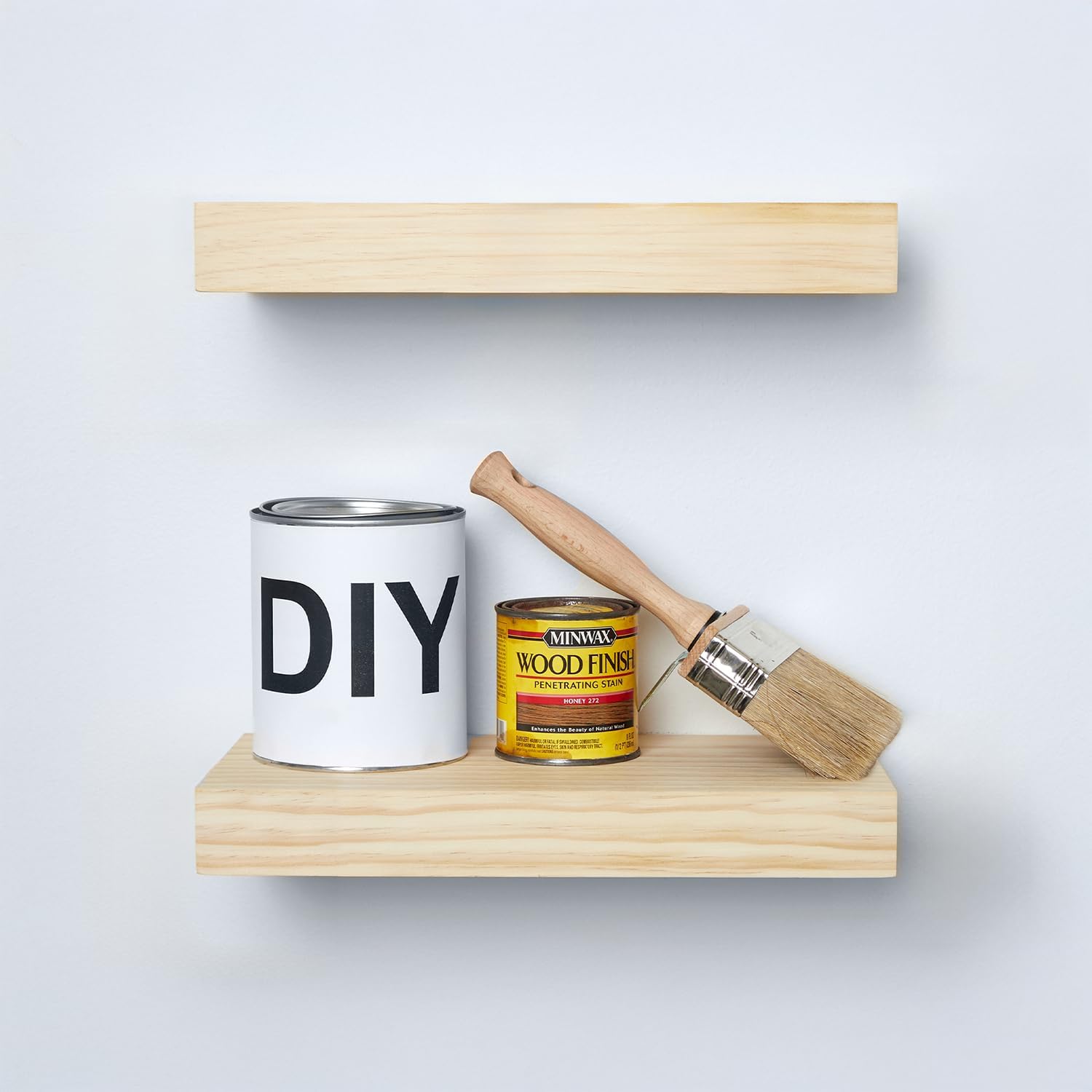 Homeforia Floating 60 inch Oak Shelves, High End Solid Real Wood 60inch Floating Shelf for Wall Mounted, Honey Oak Wooden 60in Large Floating Shelves, Heavy Duty Bracket, 60 X 6.5 X 1.75 in, Set of 2