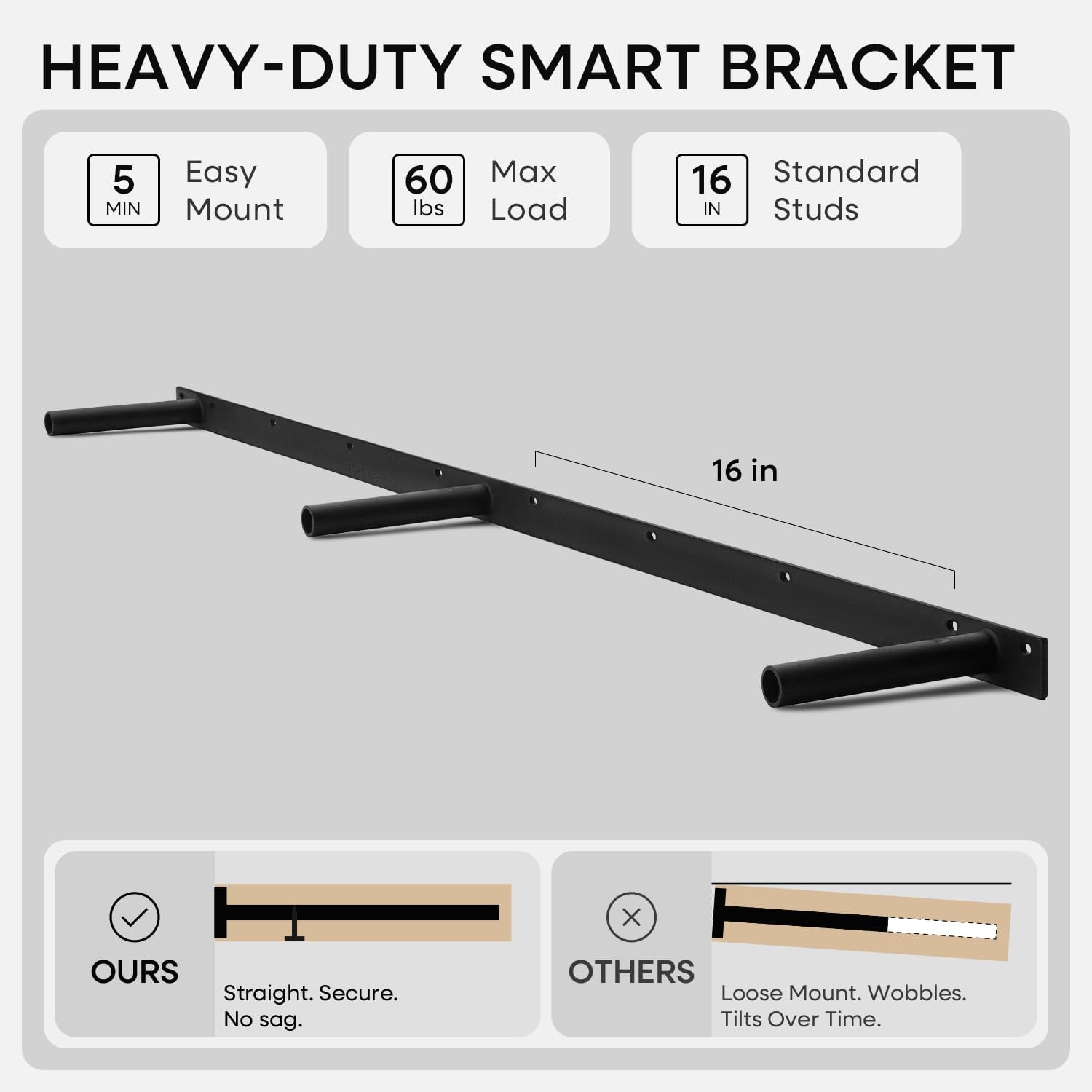 Homeforia Floating 60 inch Oak Shelves, High End Solid Real Wood 60inch Floating Shelf for Wall Mounted, Honey Oak Wooden 60in Large Floating Shelves, Heavy Duty Bracket, 60 X 6.5 X 1.75 in, Set of 2
