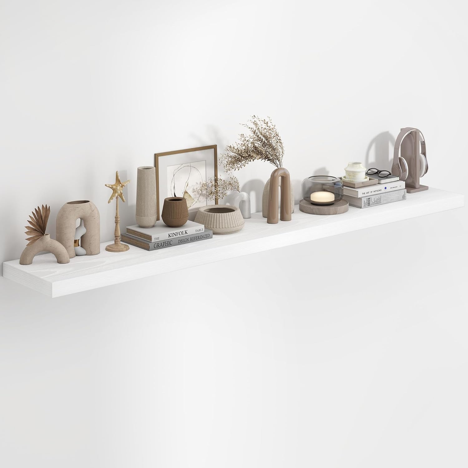 Fun Memories 36 Inch Long Floating Shelves for Wall, 9.3 Inch Deep Floating Shelf, 2 Packs Long Shelves for Bathroom, Living Room, Bedroom, Wall Mounted Storage Shelf for Books Decor, Rustic Brown