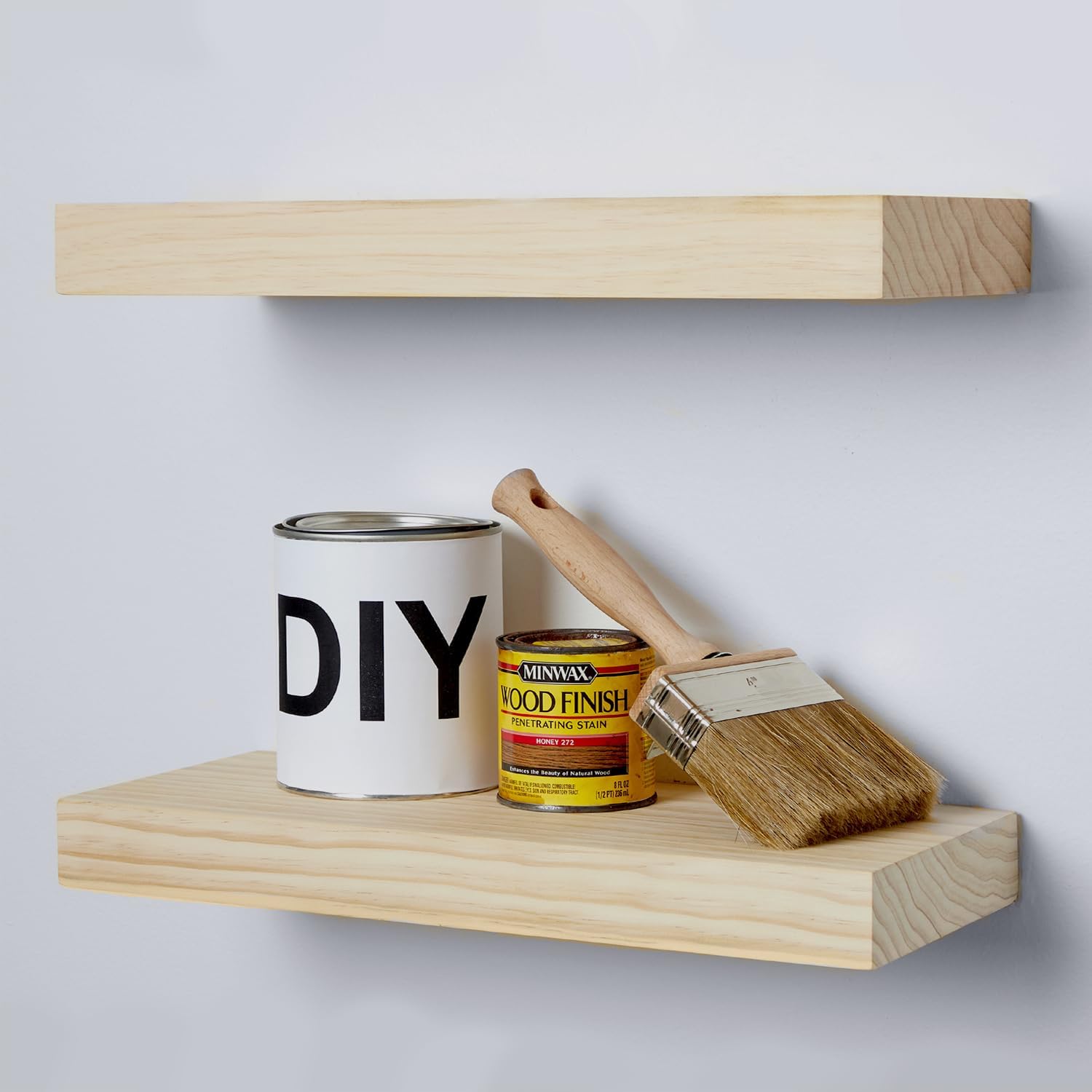 Homeforia Floating 60 inch Oak Shelves, High End Solid Real Wood 60inch Floating Shelf for Wall Mounted, Honey Oak Wooden 60in Large Floating Shelves, Heavy Duty Bracket, 60 X 6.5 X 1.75 in, Set of 2