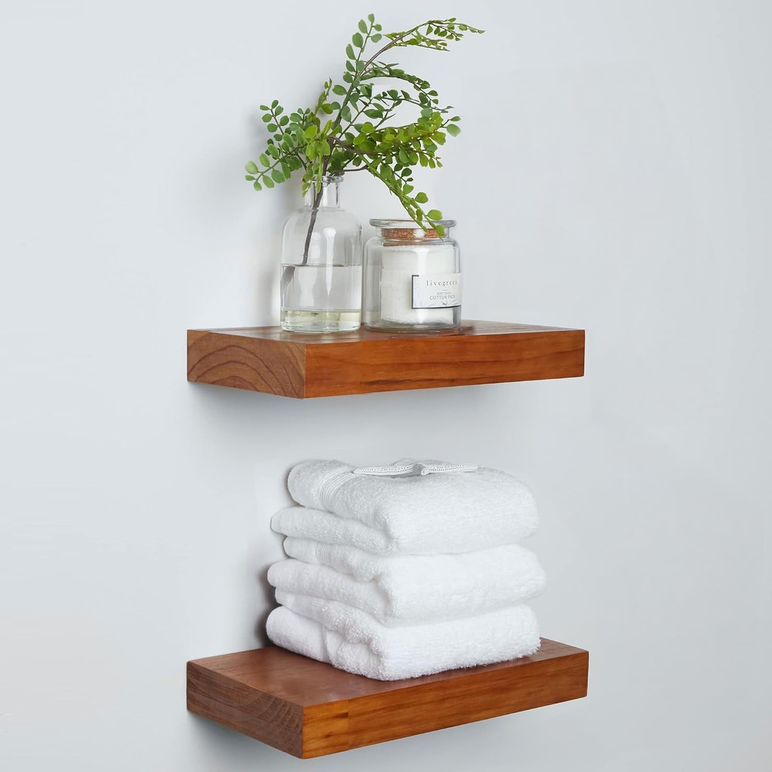 Homeforia Floating 60 inch Oak Shelves, High End Solid Real Wood 60inch Floating Shelf for Wall Mounted, Honey Oak Wooden 60in Large Floating Shelves, Heavy Duty Bracket, 60 X 6.5 X 1.75 in, Set of 2