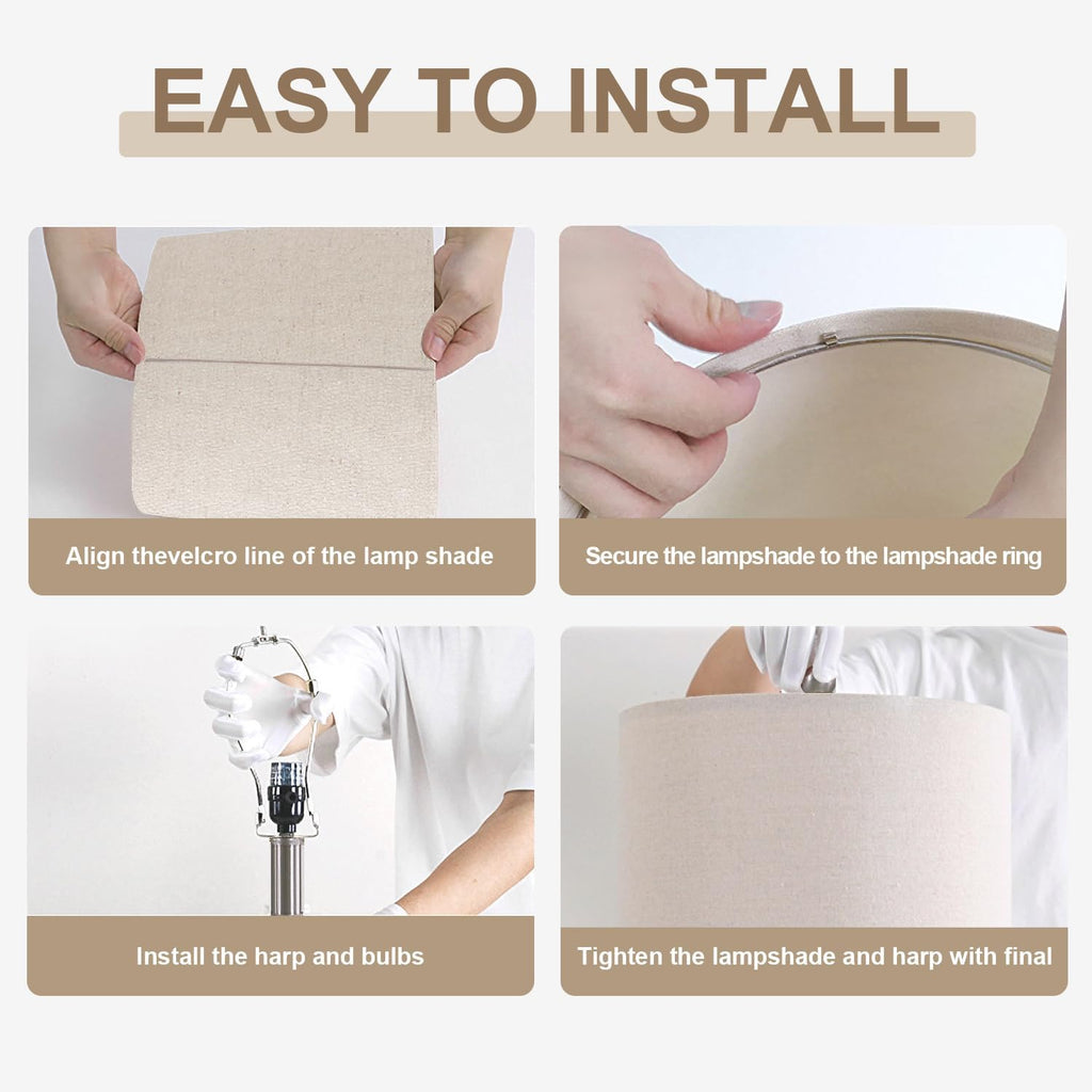 20.5" White Modern Ceramic Bedside Lamp Set of 2 for Bedroom Decor Farmhouse Table Lamp for Living Room Office Dorm