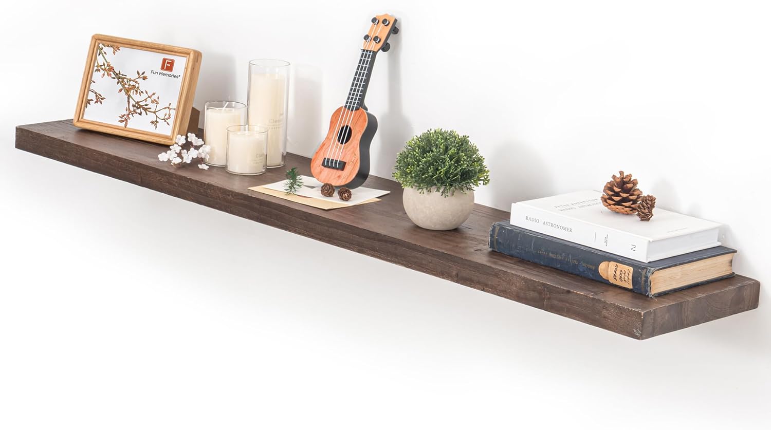 Floating Shelves for Wall, 36"x9.3" Rustic Solid Live-Edge Elm Wood Wall Shelves, Heavy-Duty Floating Shelves with Invisible Brackets, Set of 2 for Living Room, Bedroom, and Kitchen, Natural Finish