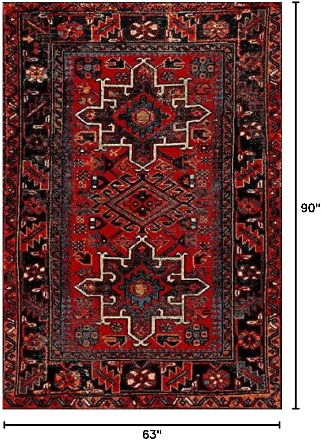SAFAVIEH Vintage Hamadan Collection Area Rug - 5'3" x 7'6", Red & Multi, Oriental Traditional Persian Design, Non-Shedding & Easy Care, Ideal for High Traffic Areas in Living Room, Bedroom (VTH211A)