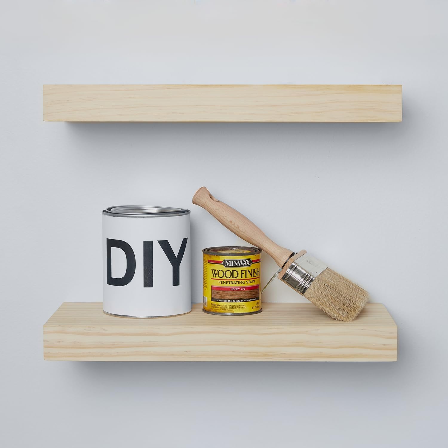 Homeforia Floating 60 inch Oak Shelves, High End Solid Real Wood 60inch Floating Shelf for Wall Mounted, Honey Oak Wooden 60in Large Floating Shelves, Heavy Duty Bracket, 60 X 6.5 X 1.75 in, Set of 2