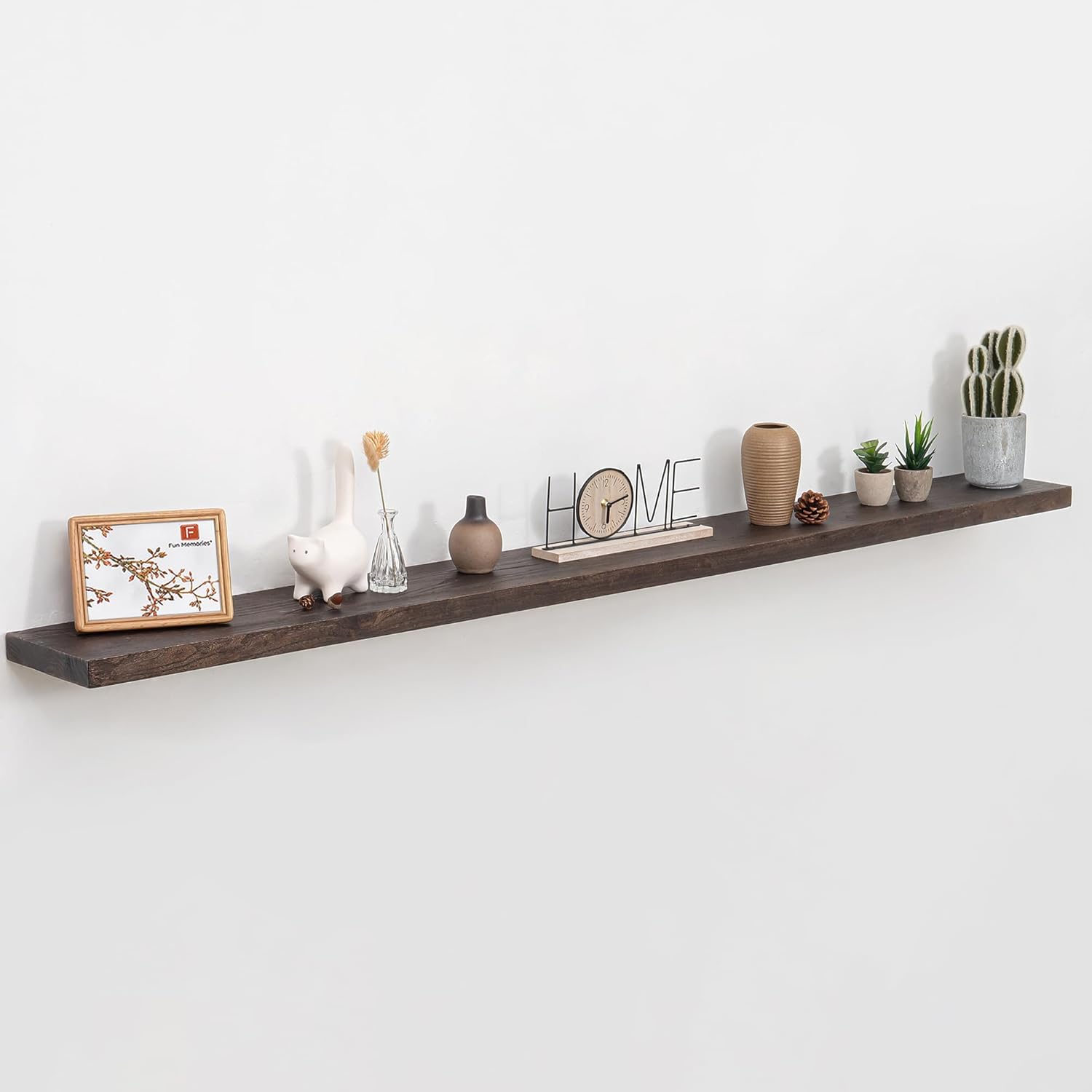 Floating Shelves for Wall, 36"x9.3" Rustic Solid Live-Edge Elm Wood Wall Shelves, Heavy-Duty Floating Shelves with Invisible Brackets, Set of 2 for Living Room, Bedroom, and Kitchen, Natural Finish