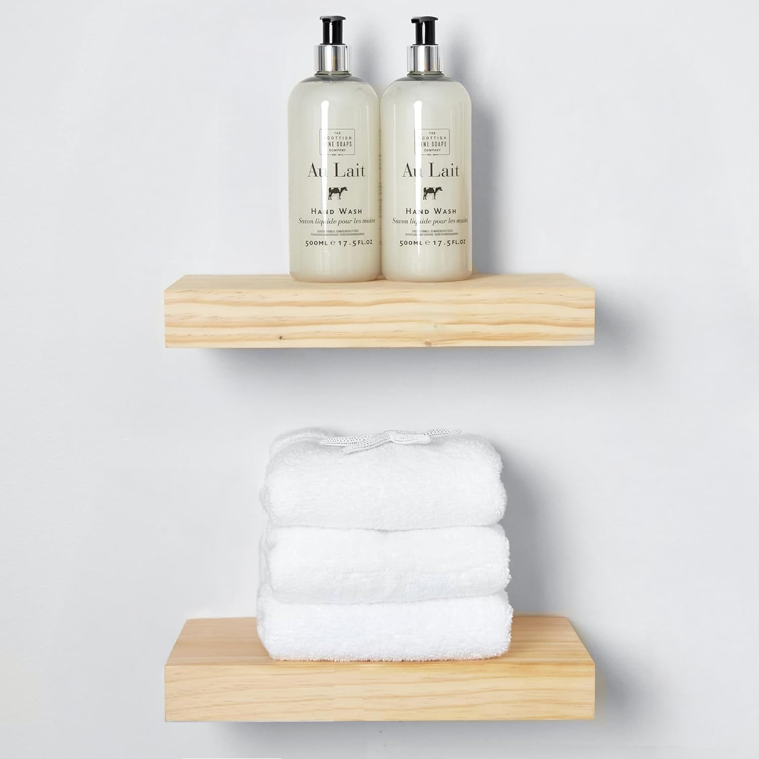 Homeforia Floating 60 inch Oak Shelves, High End Solid Real Wood 60inch Floating Shelf for Wall Mounted, Honey Oak Wooden 60in Large Floating Shelves, Heavy Duty Bracket, 60 X 6.5 X 1.75 in, Set of 2