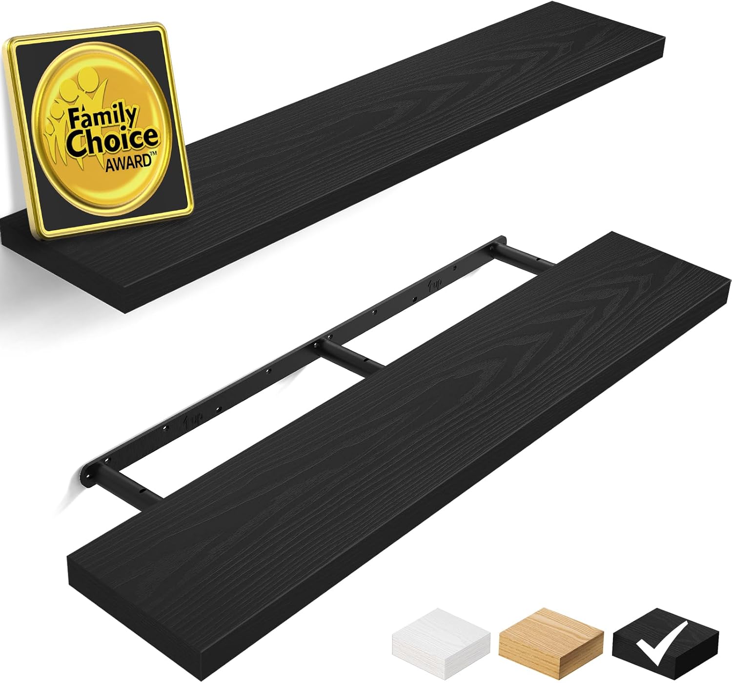 BAYKA Floating Shelves, 48 inches Long Wall Mounted Rustic Wood Shelves for Bathroom, Bedroom, Living Room, Kitchen, Office, Hanging Shelf for Books/Storage/Decor(Rustic Brown,Set of 2)