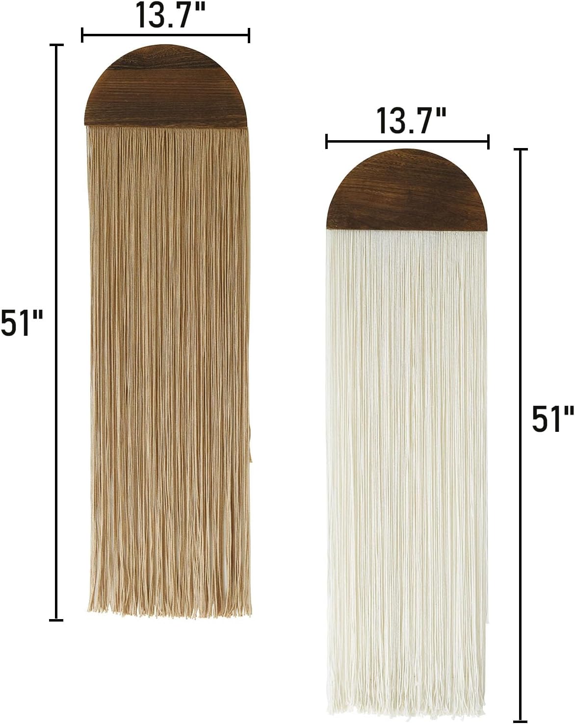 2 Pcs Macrame Wall Hanging Boho Wall Decor Handmade Macrame Art Tapestry Wedding Macrame Backdrop 13.7" W x 51" L for Living Room Bedroom Headboard Decor