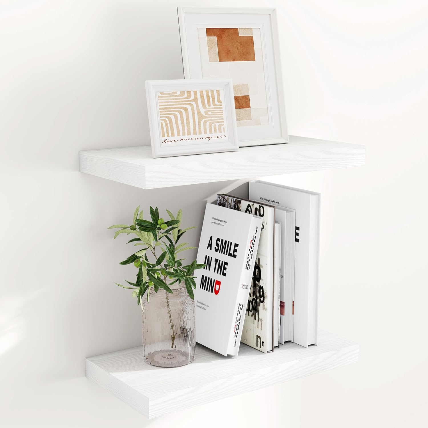 Fun Memories 36 Inch Long Floating Shelves for Wall, 9.3 Inch Deep Floating Shelf, 2 Packs Long Shelves for Bathroom, Living Room, Bedroom, Wall Mounted Storage Shelf for Books Decor, Rustic Brown