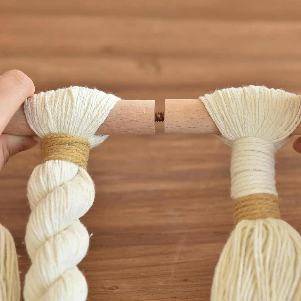 Flber Macrame Wall Hanging Woven Knot and Tassel Fringe Handmade Boho Wall Art for Bedroom, Living Room, or Entryway Decor 27" W x 29" L