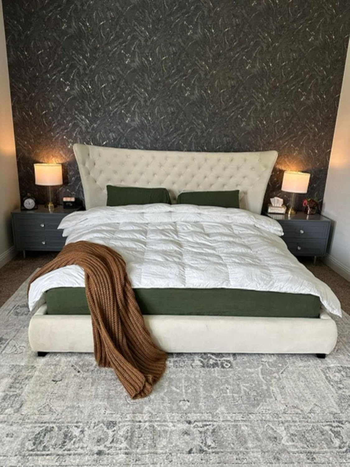 Hauteloom Akram Boho Oriental Medallion Extra Large Area Rug -Traditional Floral Carpet for Living Room, Bedroom, Dining Room - Machine Washable - Gray, Charcoal, Cream - 9'2" x 12' (9x12 Area Rug)