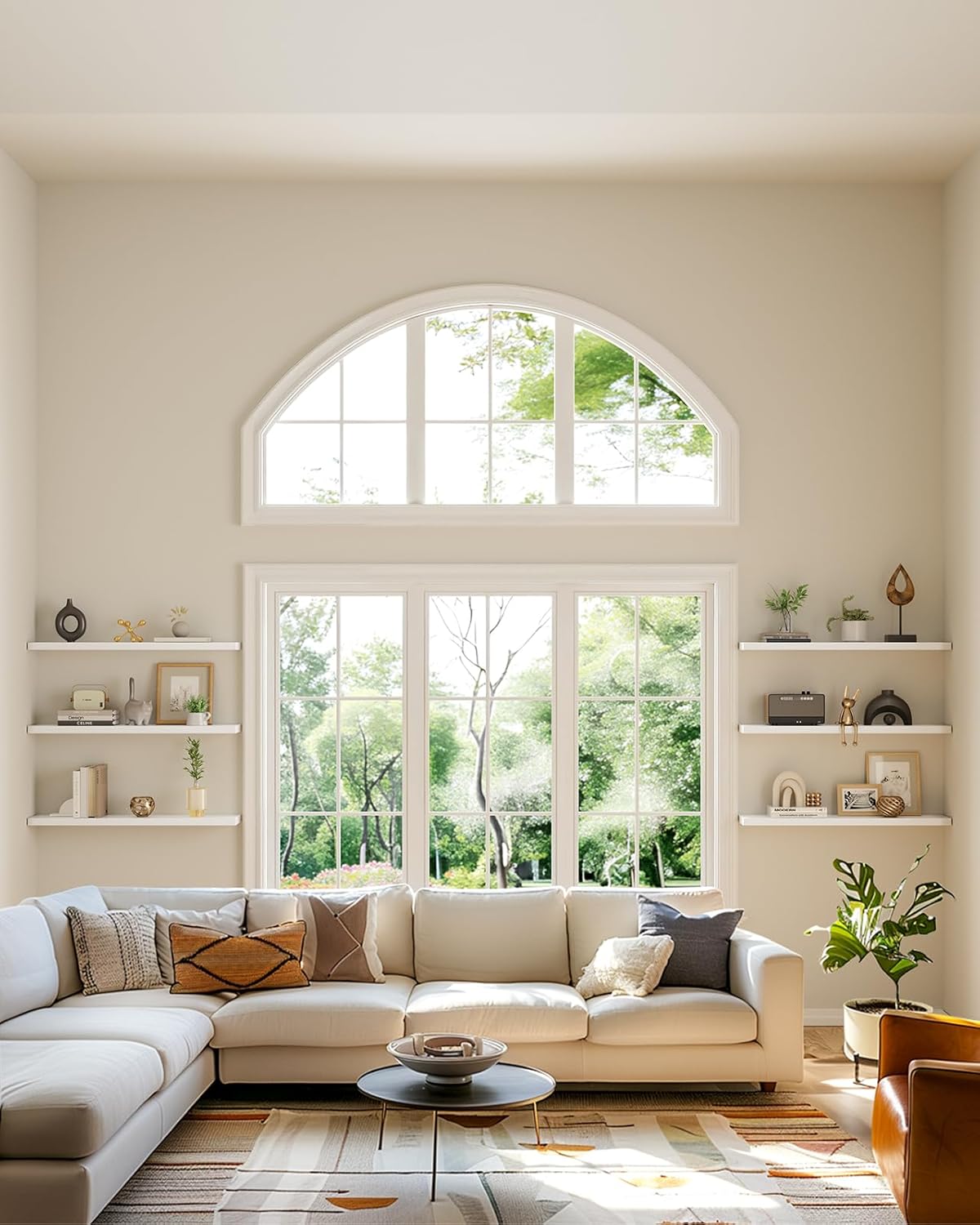 AMADA HOMEFURNISHING 35.4" L Floating Shelves, Wall Shelves Set of 3 for Bathroom/Living Room/Bedroom/Kitchen, White Floating Shelves for Wall Decor with Invisible Brackets - AMFS45W