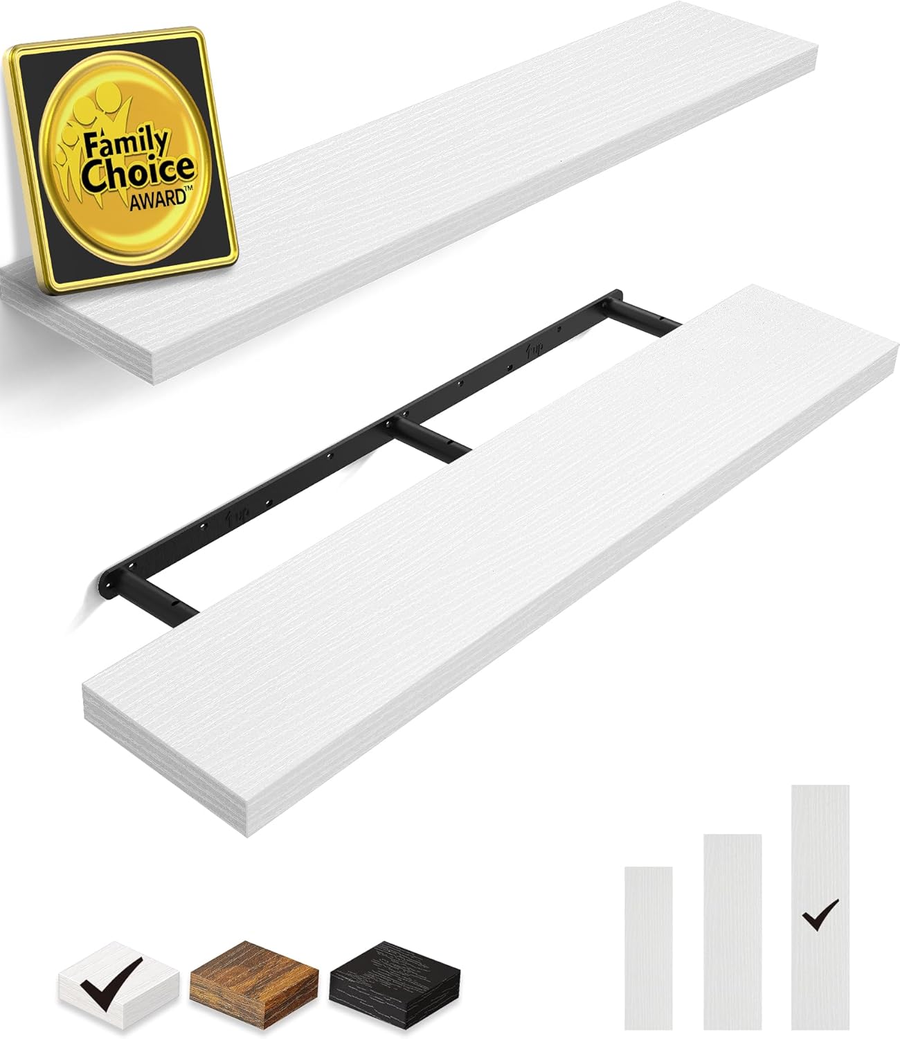 BAYKA Floating Shelves, 48 inches Long Wall Mounted Rustic Wood Shelves for Bathroom, Bedroom, Living Room, Kitchen, Office, Hanging Shelf for Books/Storage/Decor(Rustic Brown,Set of 2)