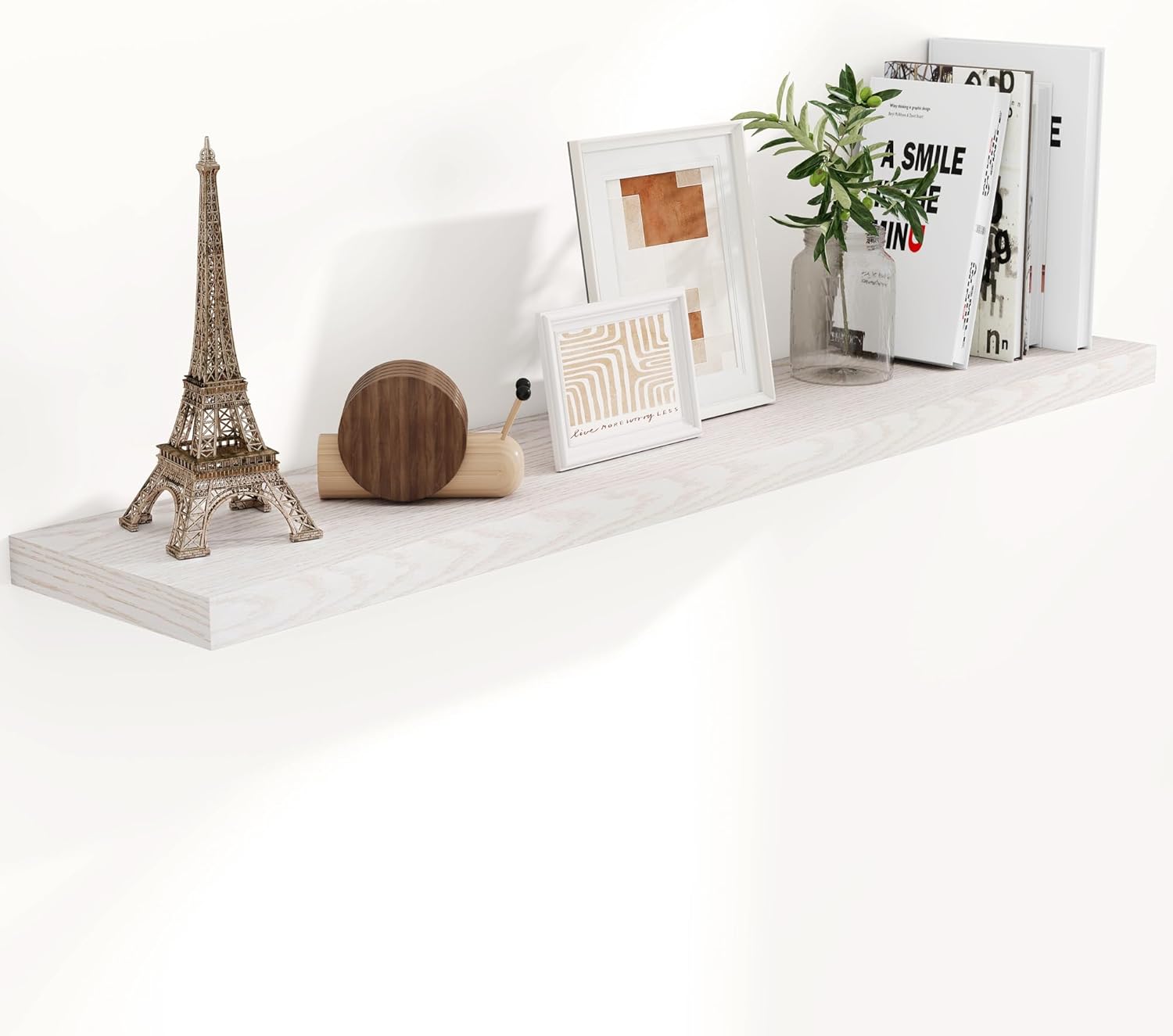 Fun Memories 36 Inch Long Floating Shelves for Wall, 9.3 Inch Deep Floating Shelf, 2 Packs Long Shelves for Bathroom, Living Room, Bedroom, Wall Mounted Storage Shelf for Books Decor, Rustic Brown