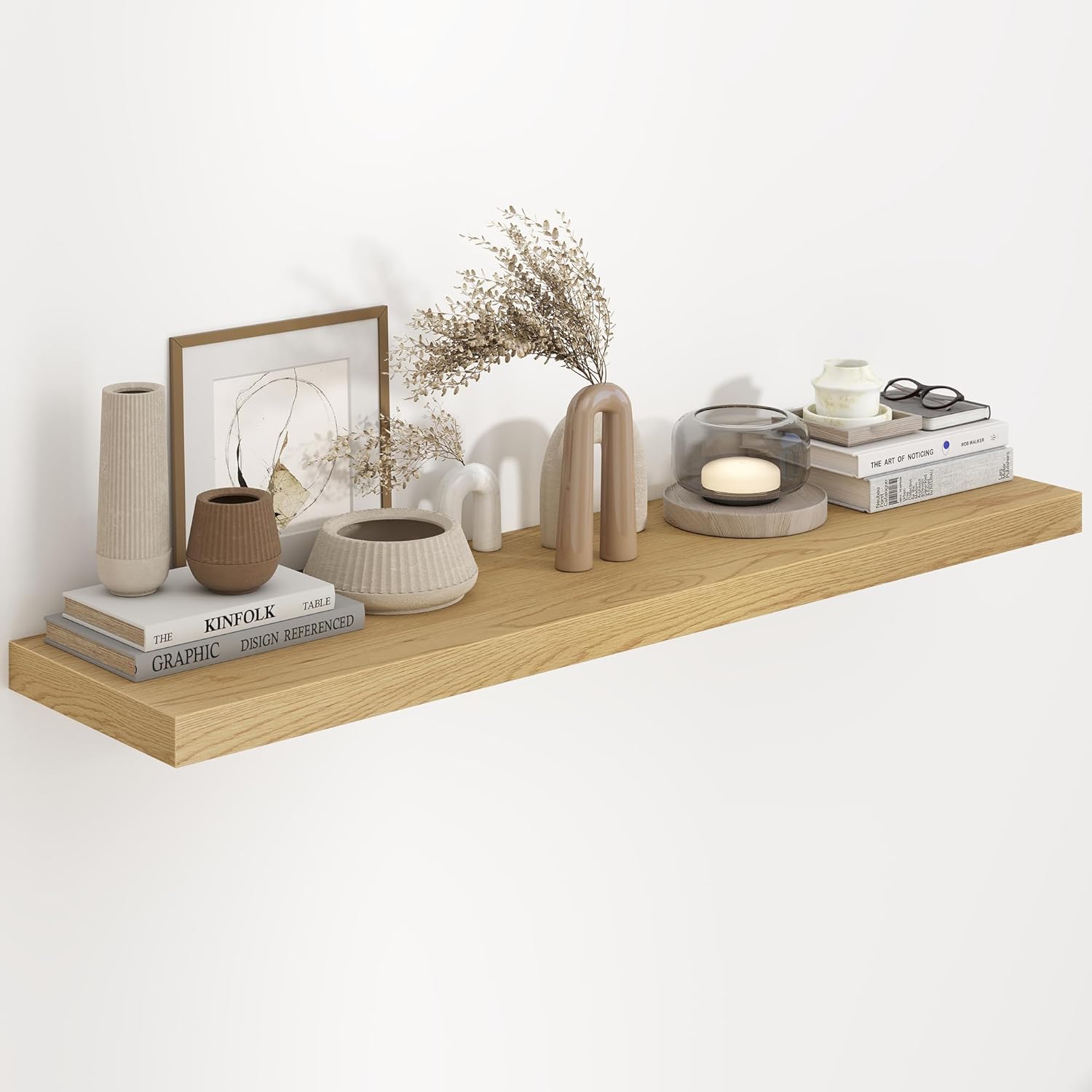 Fun Memories 36 Inch Long Floating Shelves for Wall, 9.3 Inch Deep Floating Shelf, 2 Packs Long Shelves for Bathroom, Living Room, Bedroom, Wall Mounted Storage Shelf for Books Decor, Rustic Brown