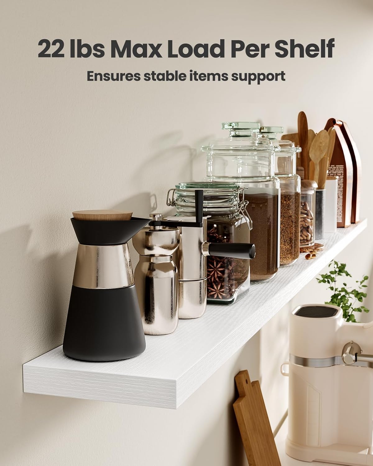 AMADA HOMEFURNISHING 35.4" L Floating Shelves, Wall Shelves Set of 3 for Bathroom/Living Room/Bedroom/Kitchen, White Floating Shelves for Wall Decor with Invisible Brackets - AMFS45W