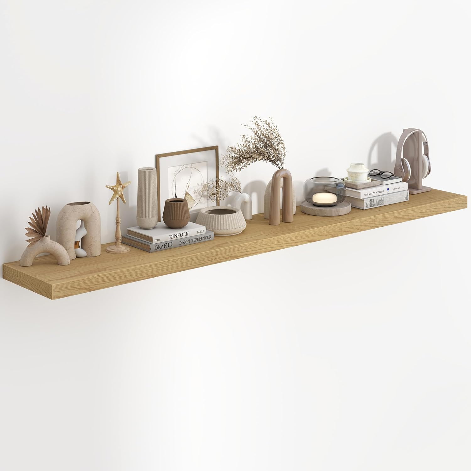 Fun Memories 36 Inch Long Floating Shelves for Wall, 9.3 Inch Deep Floating Shelf, 2 Packs Long Shelves for Bathroom, Living Room, Bedroom, Wall Mounted Storage Shelf for Books Decor, Rustic Brown