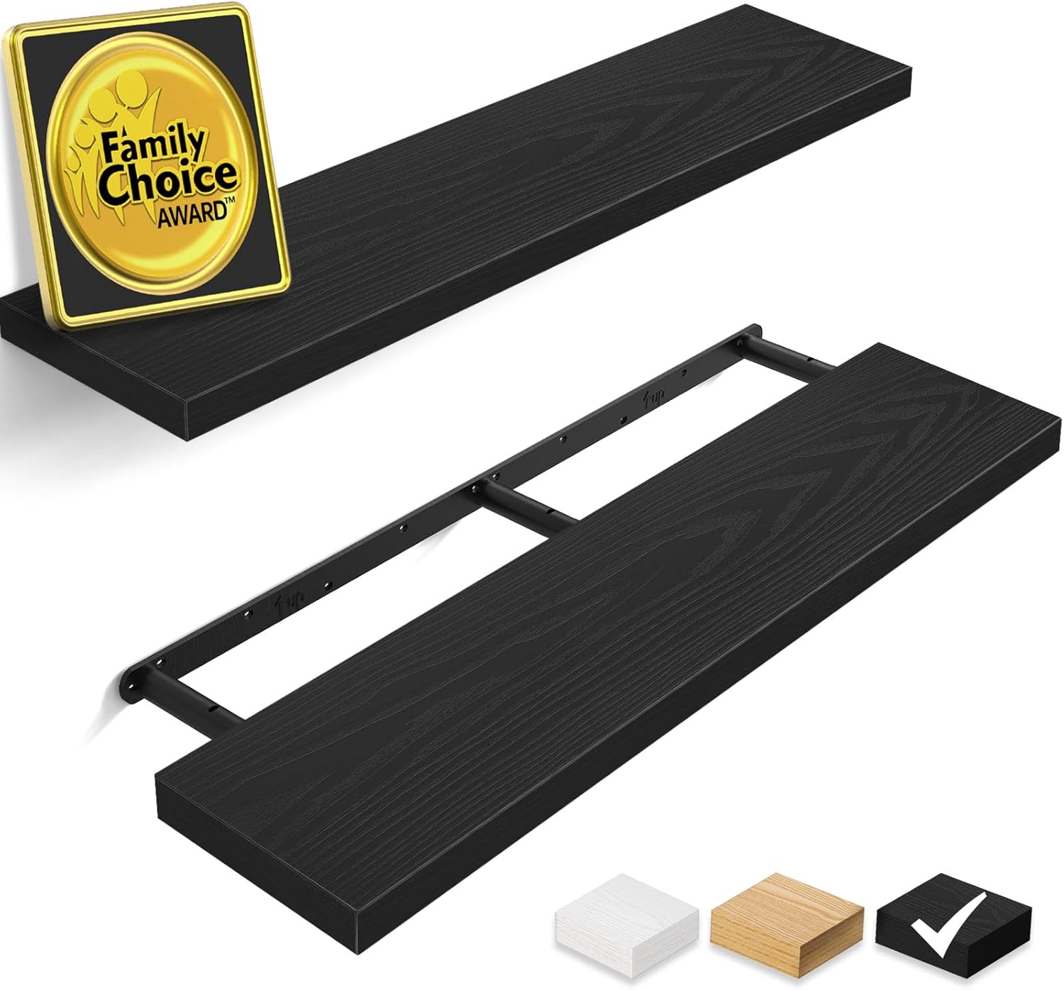 BAYKA Floating Shelves, 48 inches Long Wall Mounted Rustic Wood Shelves for Bathroom, Bedroom, Living Room, Kitchen, Office, Hanging Shelf for Books/Storage/Decor(Rustic Brown,Set of 2)