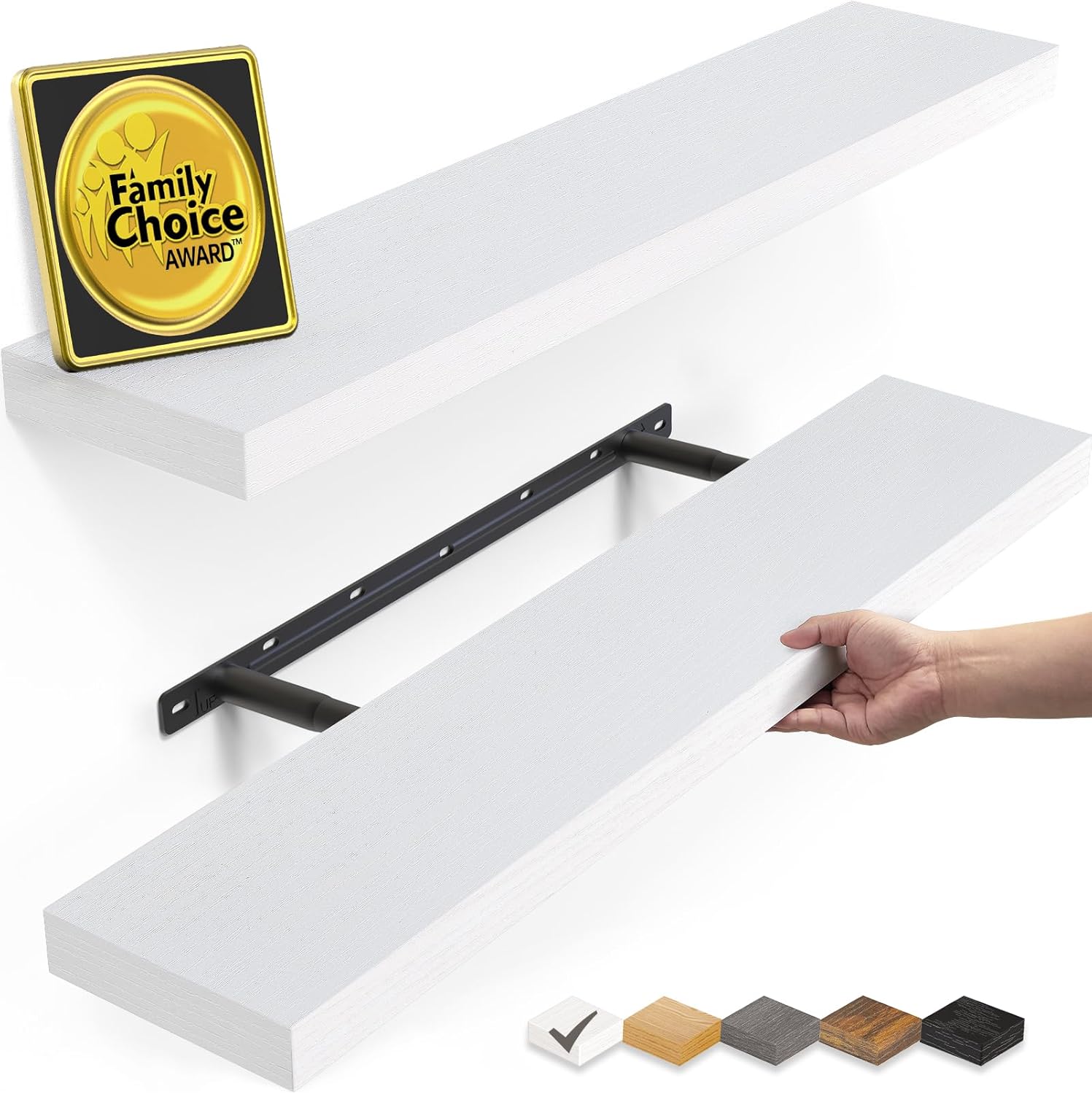 BAYKA Floating Shelves, 48 inches Long Wall Mounted Rustic Wood Shelves for Bathroom, Bedroom, Living Room, Kitchen, Office, Hanging Shelf for Books/Storage/Decor(Rustic Brown,Set of 2)