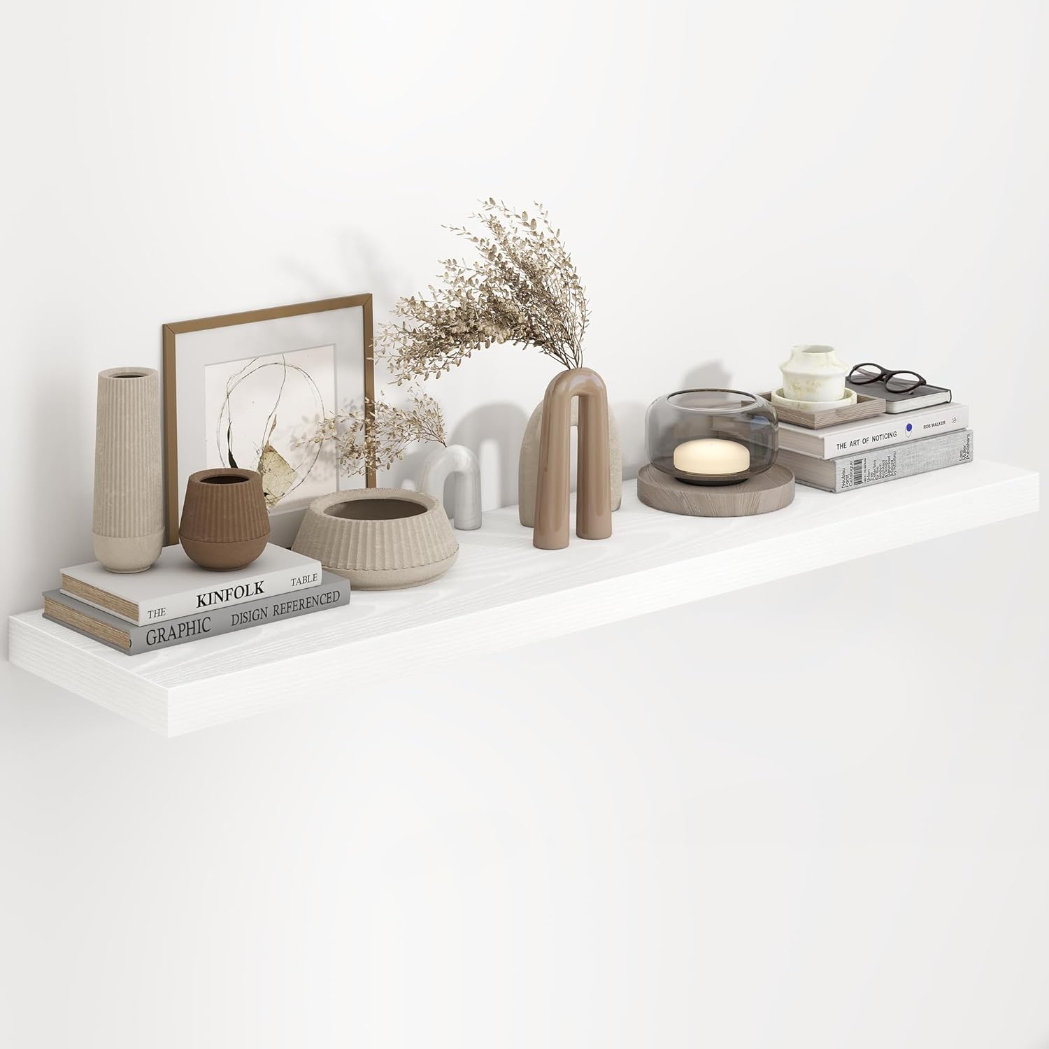 Fun Memories 36 Inch Long Floating Shelves for Wall, 9.3 Inch Deep Floating Shelf, 2 Packs Long Shelves for Bathroom, Living Room, Bedroom, Wall Mounted Storage Shelf for Books Decor, Rustic Brown