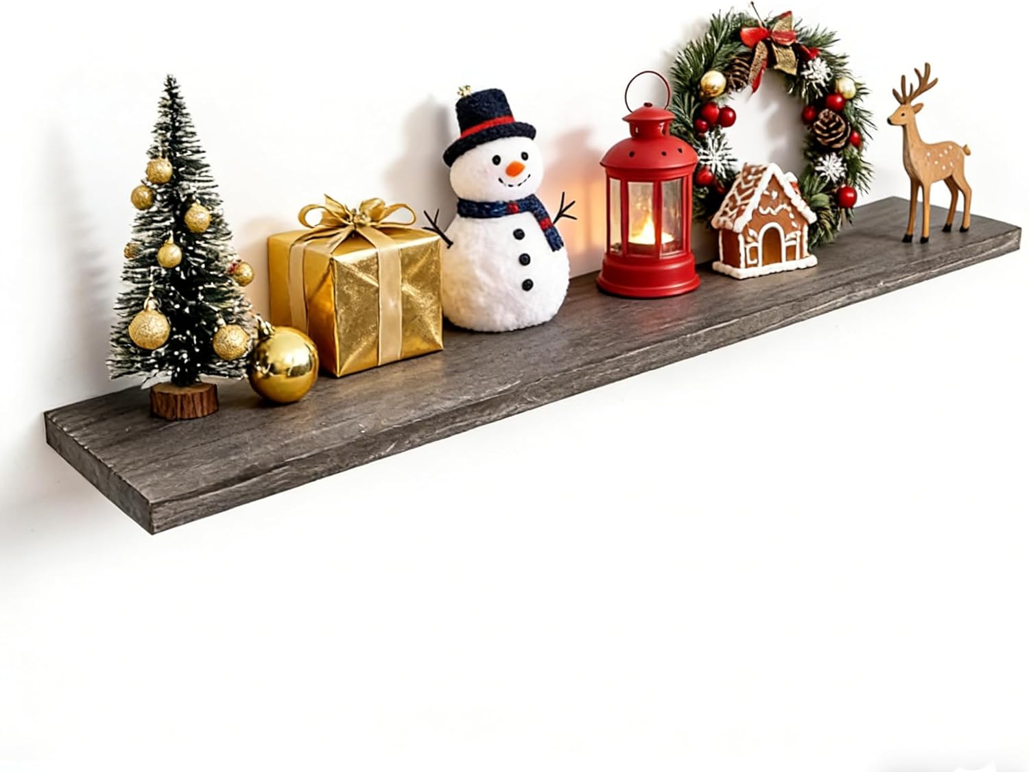 Floating Shelves for Wall, 36"x9.3" Rustic Solid Live-Edge Elm Wood Wall Shelves, Heavy-Duty Floating Shelves with Invisible Brackets, Set of 2 for Living Room, Bedroom, and Kitchen, Natural Finish