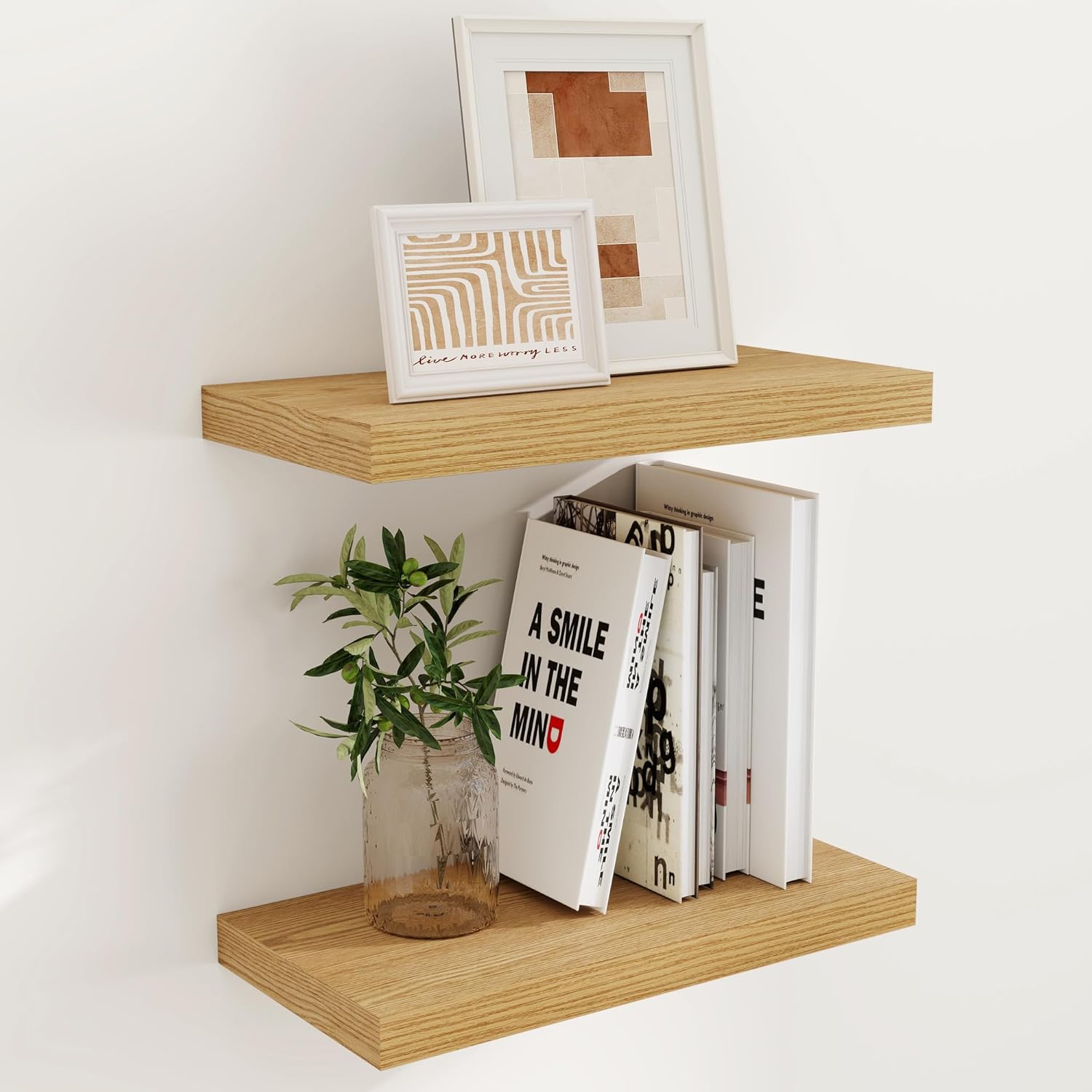 Fun Memories 36 Inch Long Floating Shelves for Wall, 9.3 Inch Deep Floating Shelf, 2 Packs Long Shelves for Bathroom, Living Room, Bedroom, Wall Mounted Storage Shelf for Books Decor, Rustic Brown