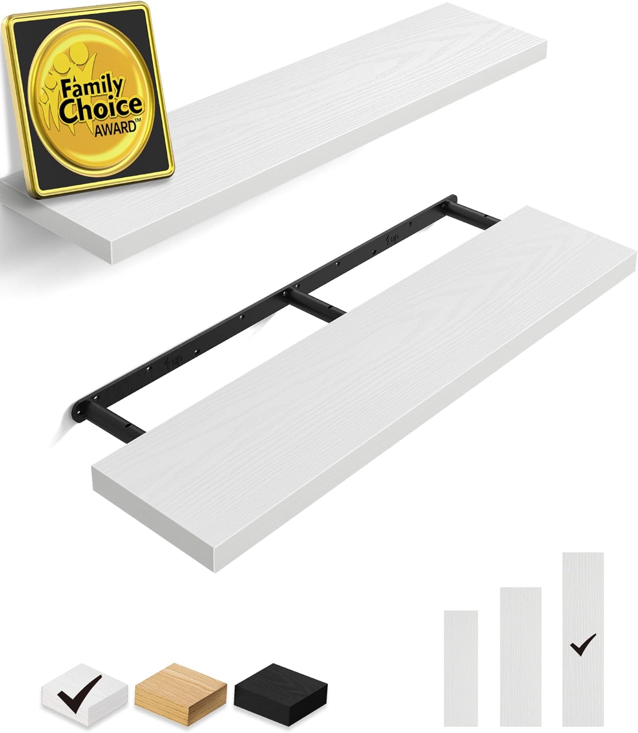 BAYKA Floating Shelves, 48 inches Long Wall Mounted Rustic Wood Shelves for Bathroom, Bedroom, Living Room, Kitchen, Office, Hanging Shelf for Books/Storage/Decor(Rustic Brown,Set of 2)