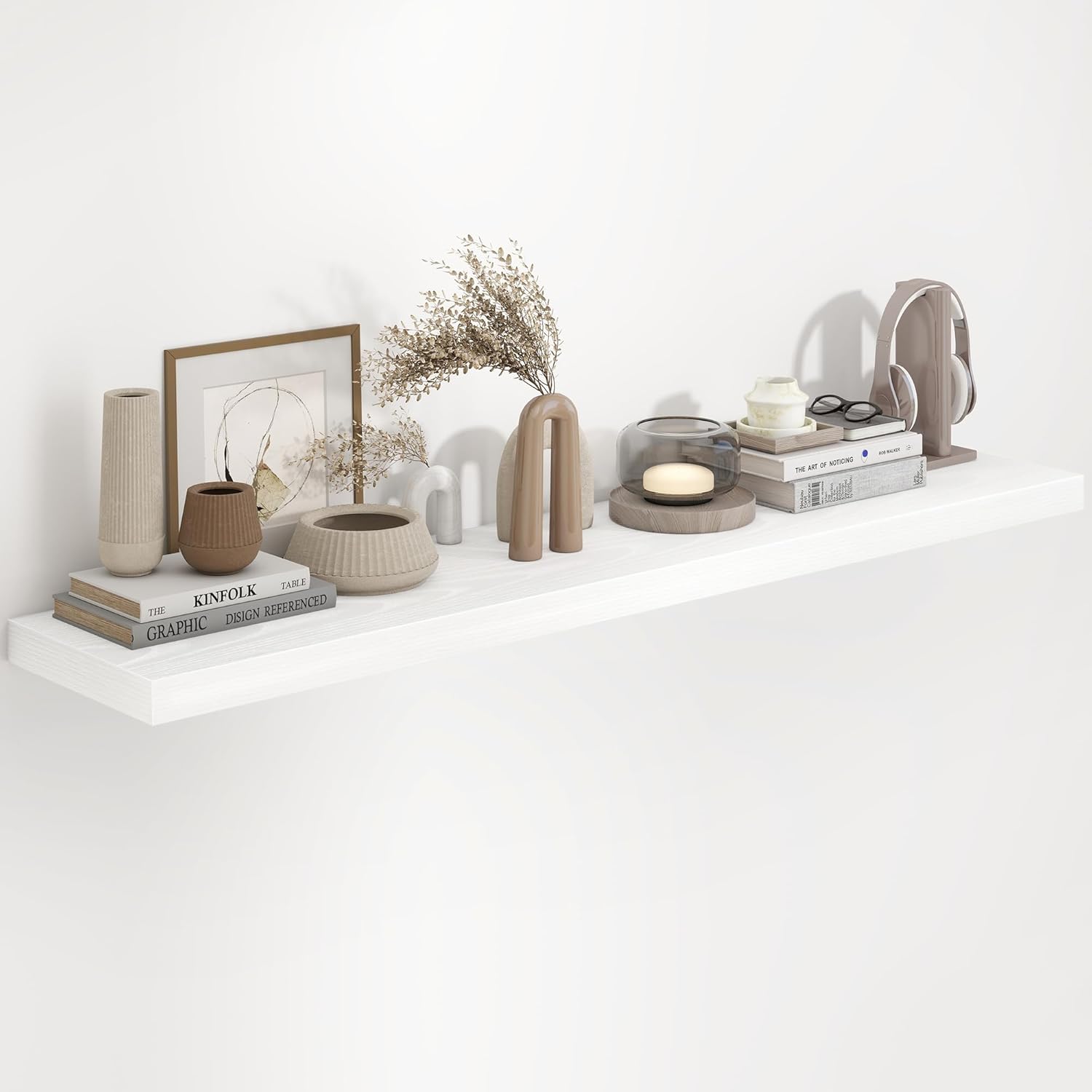 Fun Memories 36 Inch Long Floating Shelves for Wall, 9.3 Inch Deep Floating Shelf, 2 Packs Long Shelves for Bathroom, Living Room, Bedroom, Wall Mounted Storage Shelf for Books Decor, Rustic Brown