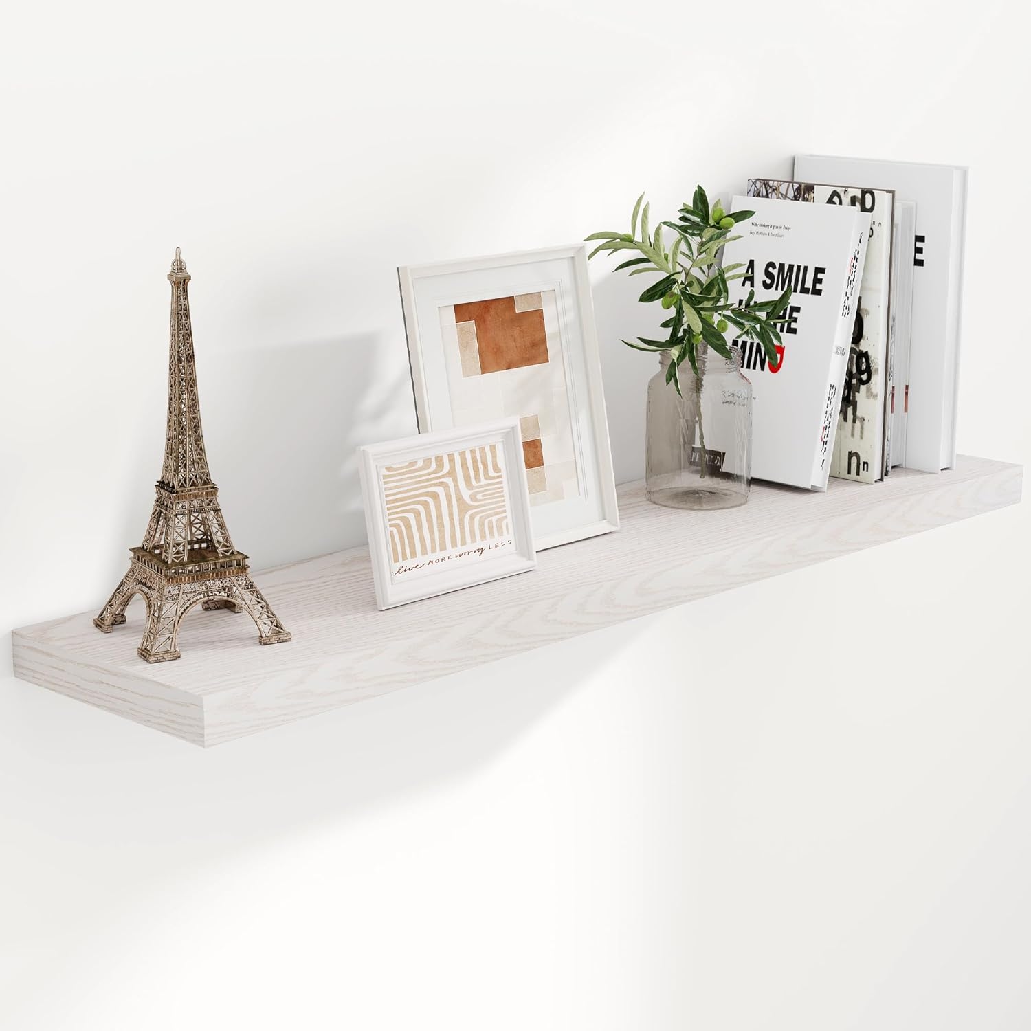 Fun Memories 36 Inch Long Floating Shelves for Wall, 9.3 Inch Deep Floating Shelf, 2 Packs Long Shelves for Bathroom, Living Room, Bedroom, Wall Mounted Storage Shelf for Books Decor, Rustic Brown