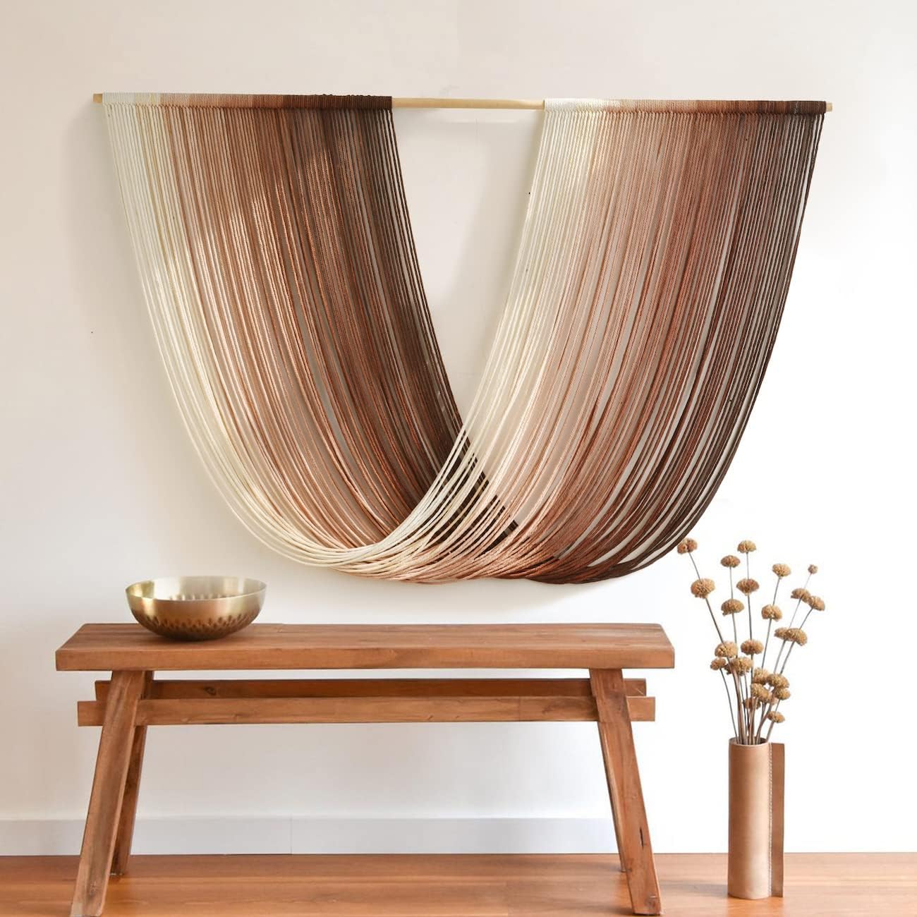 Macrame Wall Hanging Dip-Dye Boho Home Decor Fiber Wall Art Craftsmanship Bedroom Livingroom 57" W x 39" L