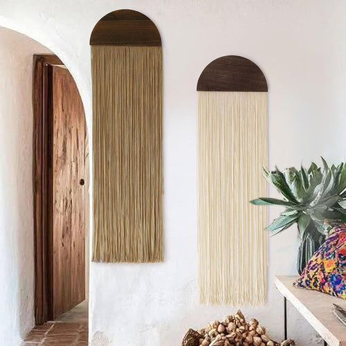 2 Pcs Macrame Wall Hanging Boho Wall Decor Handmade Macrame Art Tapestry Wedding Macrame Backdrop 13.7" W x 51" L for Living Room Bedroom Headboard Decor