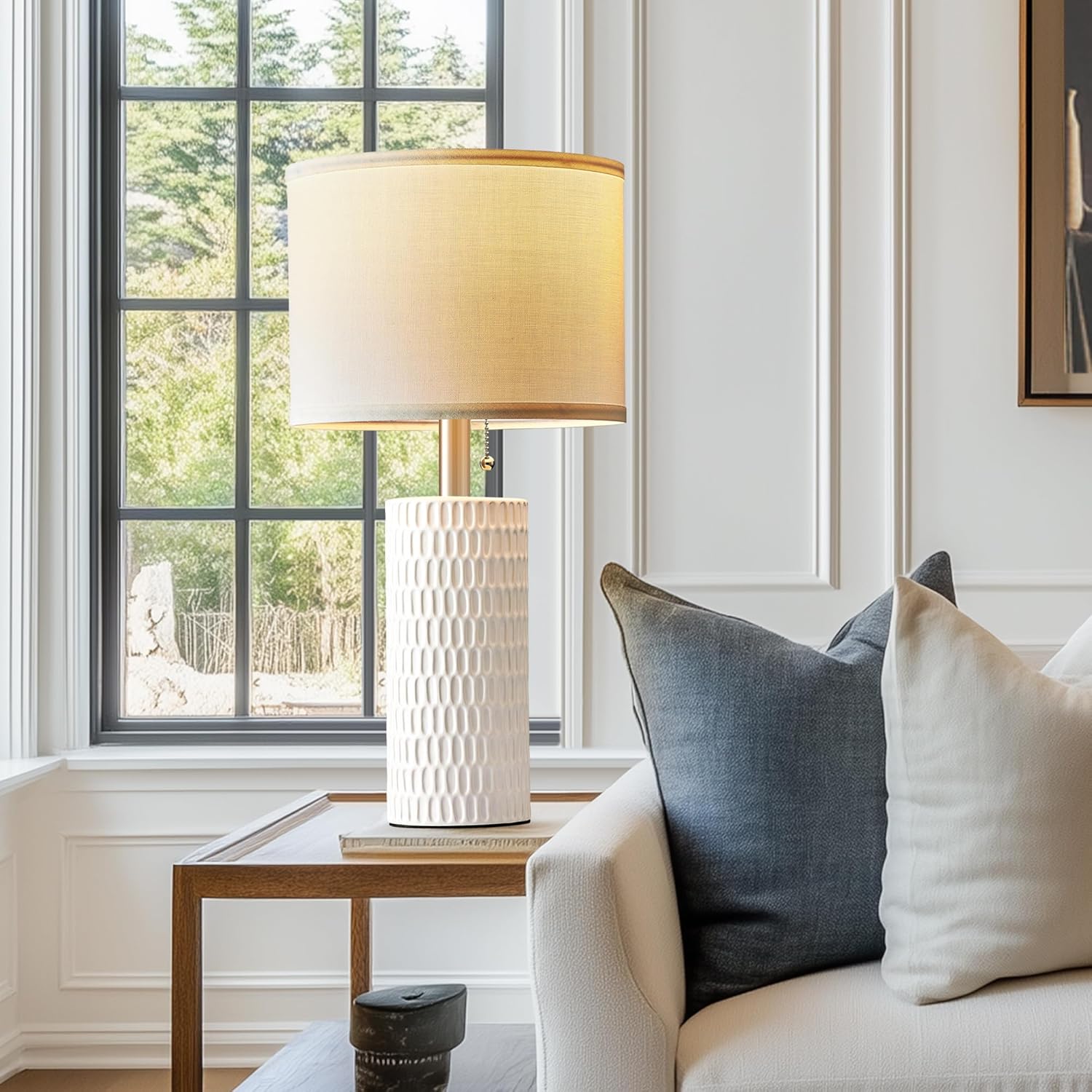 20" Small Bedside Table Lamps for Bedroom Set of 2, Modern Lamps for Night Stands, Farmhouse Table Lamps for Living Room, Home Office and Hallways,White