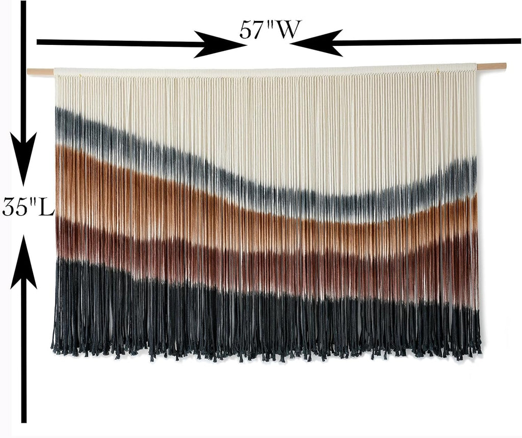 Flber Macrame Wall Hanging Macrame Wall Decor Large-Scale Tie-Dye Tapestry Living Home Room Wall Decor 57" Wx 35" L
