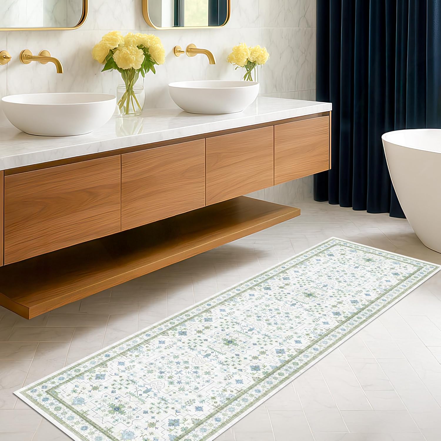 Black Farmhouse Washable 8x10 Area Rugs for Living Room, Bedroom, Dining Room Kitchen Table Rug for Under Table, Office, Dark Charcoal Tumble Stain Resistant Non-Slip Large Washable (8x10 Black/Multi)