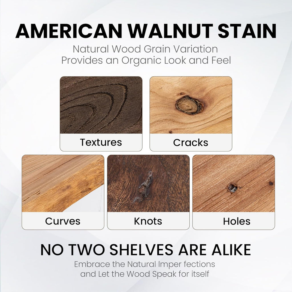 Floating Shelves for Wall, 36"x9.3" Rustic Solid Live-Edge Elm Wood Wall Shelves, Heavy-Duty Floating Shelves with Invisible Brackets, Set of 2 for Living Room, Bedroom, and Kitchen, Natural Finish