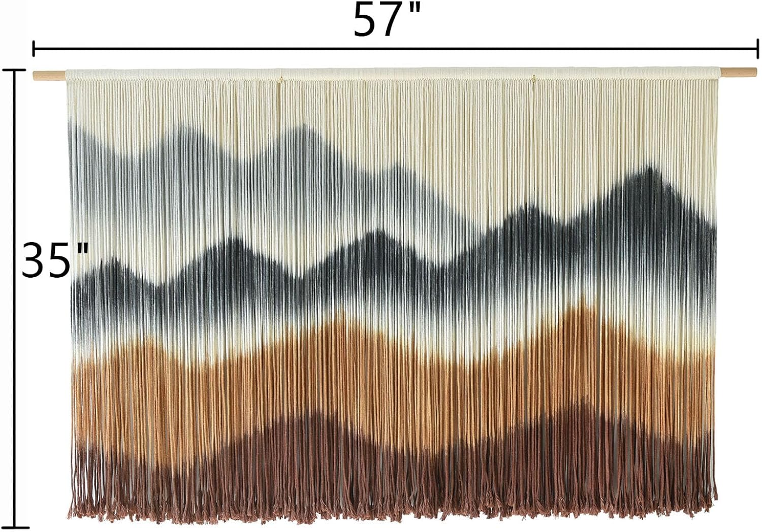 IOWER Macrame Wall Hanging Mountain Wall Art Dip-Dyed Macrame Wall Decor Modern Wall Decor Fiber Wall Art Craftsmanship 57" Wx35 L