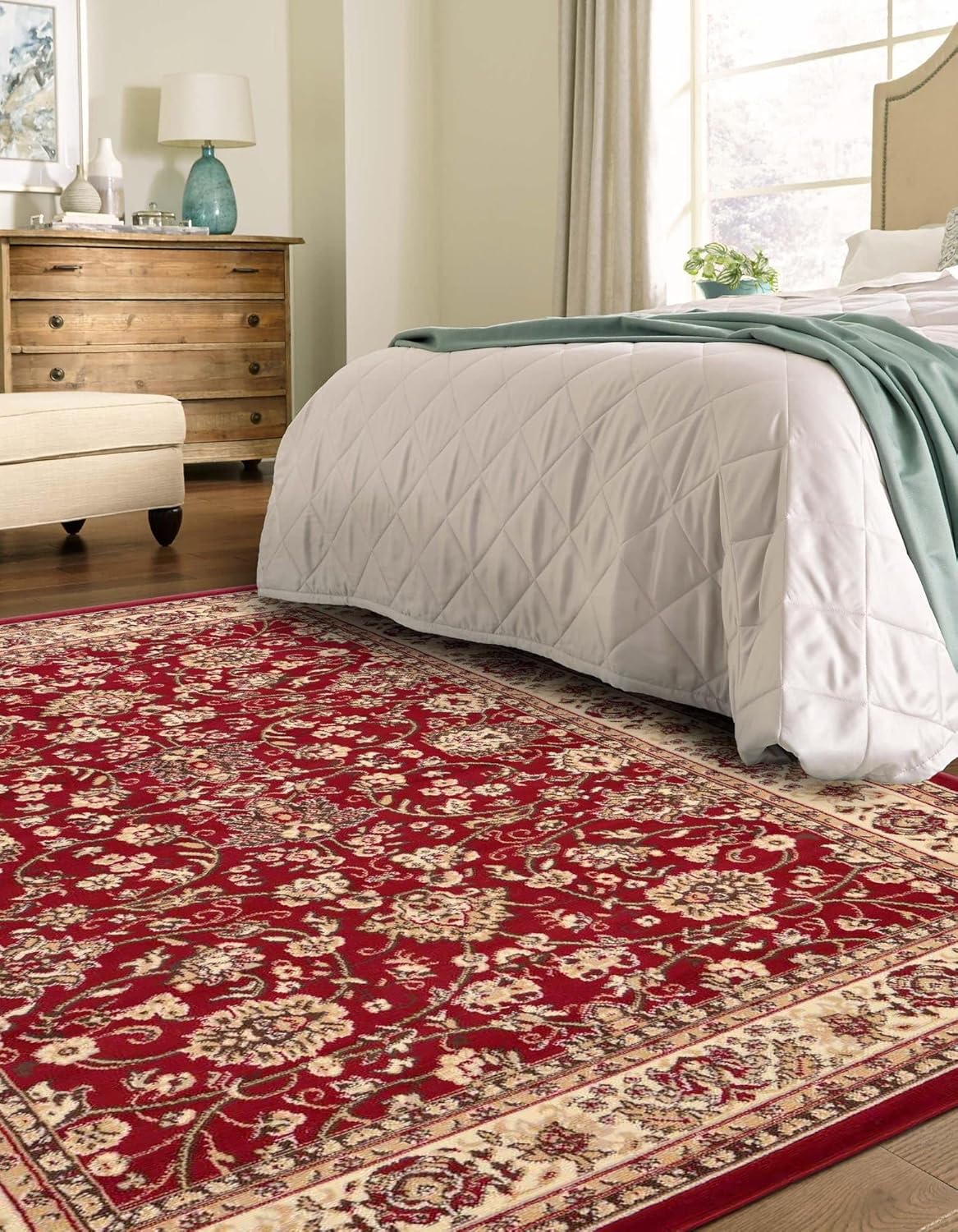 Rugs.com Yasmin Collection Rug – 8' x 10' Burgundy Medium Rug Perfect for Living Rooms, Large Dining Rooms, Open Floorplans