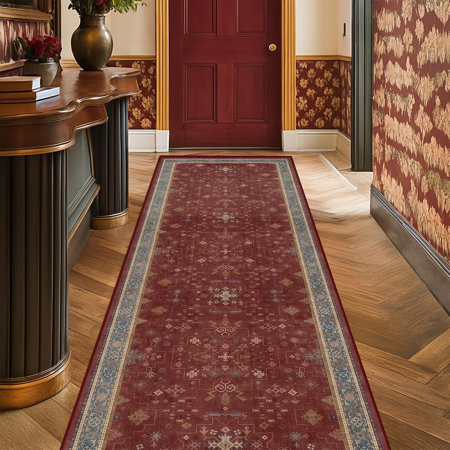 Black Farmhouse Washable 8x10 Area Rugs for Living Room, Bedroom, Dining Room Kitchen Table Rug for Under Table, Office, Dark Charcoal Tumble Stain Resistant Non-Slip Large Washable (8x10 Black/Multi)