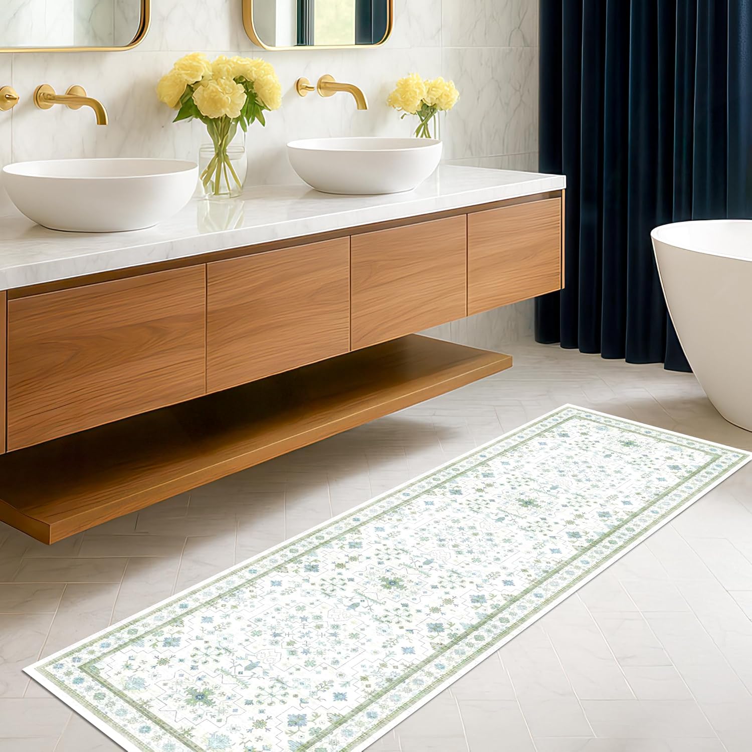 Black Farmhouse Washable 8x10 Area Rugs for Living Room, Bedroom, Dining Room Kitchen Table Rug for Under Table, Office, Dark Charcoal Tumble Stain Resistant Non-Slip Large Washable (8x10 Black/Multi)