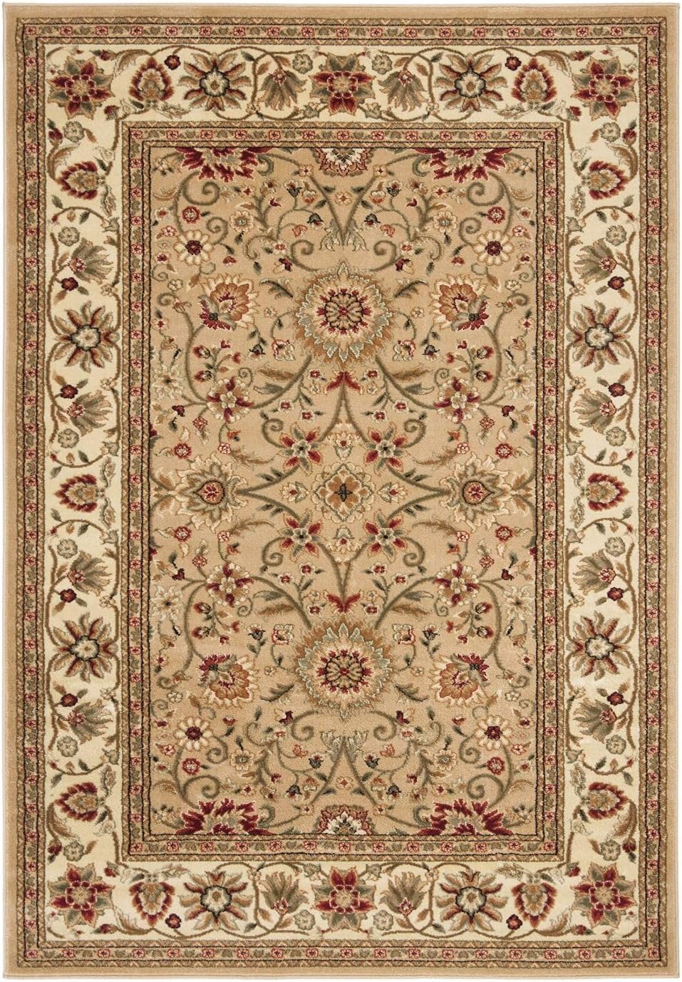 SAFAVIEH Lyndhurst Collection Area Rug - 9' x 12', Beige & Ivory, Traditional Oriental Design, Non-Shedding & Easy Care, Ideal for High Traffic Areas in Living Room, Bedroom (LNH212D)