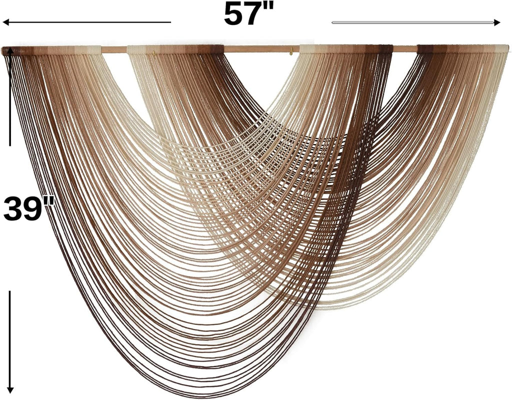 Macrame Wall Hanging Dip-Dye Boho Home Decor Fiber Wall Art Craftsmanship Bedroom Livingroom 57" W x 39" L