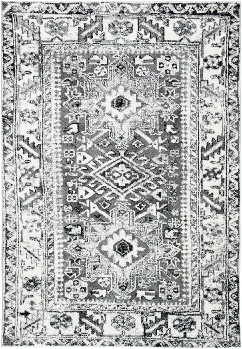 SAFAVIEH Vintage Hamadan Collection Area Rug - 5'3" x 7'6", Red & Multi, Oriental Traditional Persian Design, Non-Shedding & Easy Care, Ideal for High Traffic Areas in Living Room, Bedroom (VTH211A)