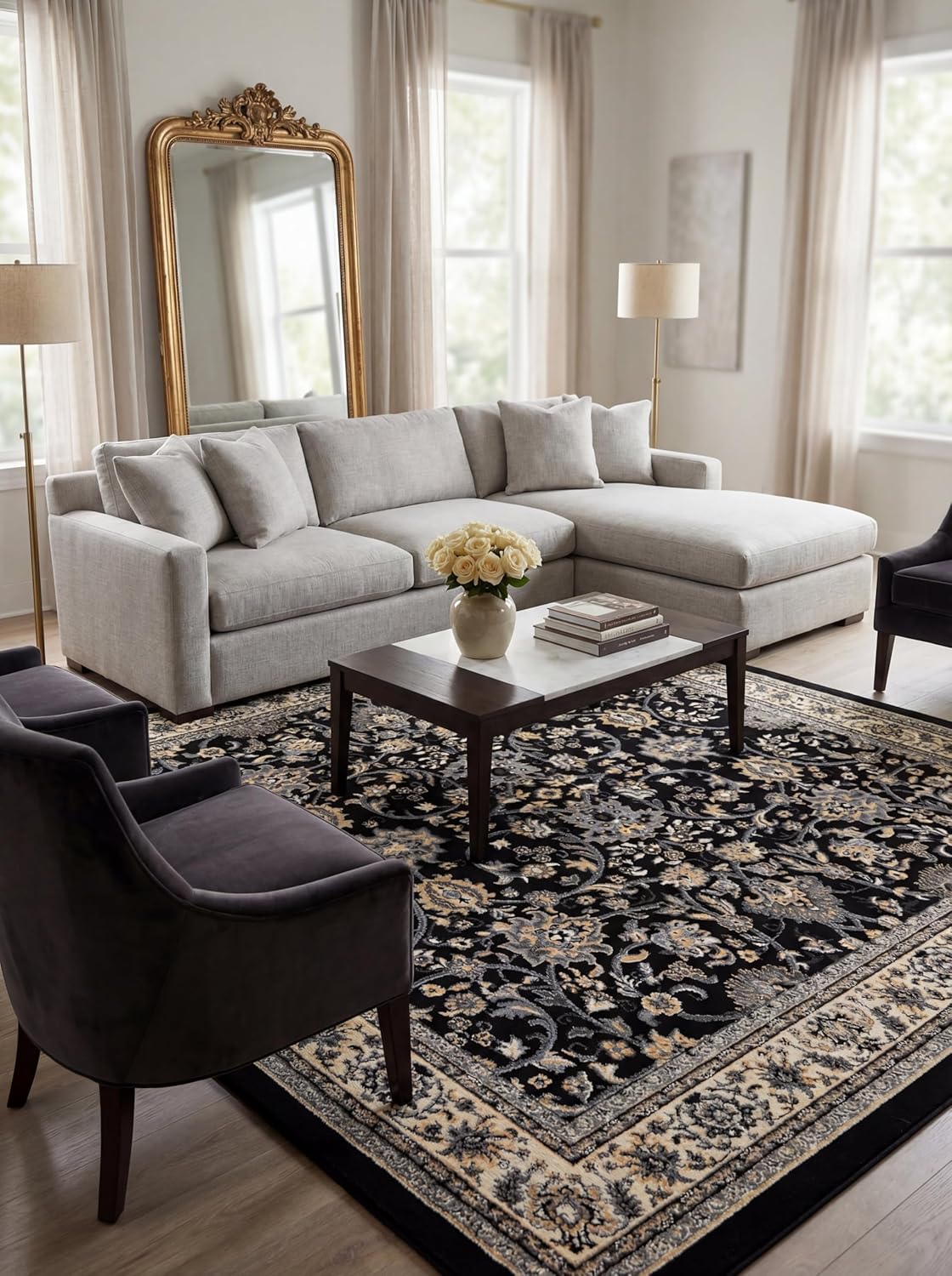 Rugs.com Yasmin Collection Rug – 8' x 10' Burgundy Medium Rug Perfect for Living Rooms, Large Dining Rooms, Open Floorplans