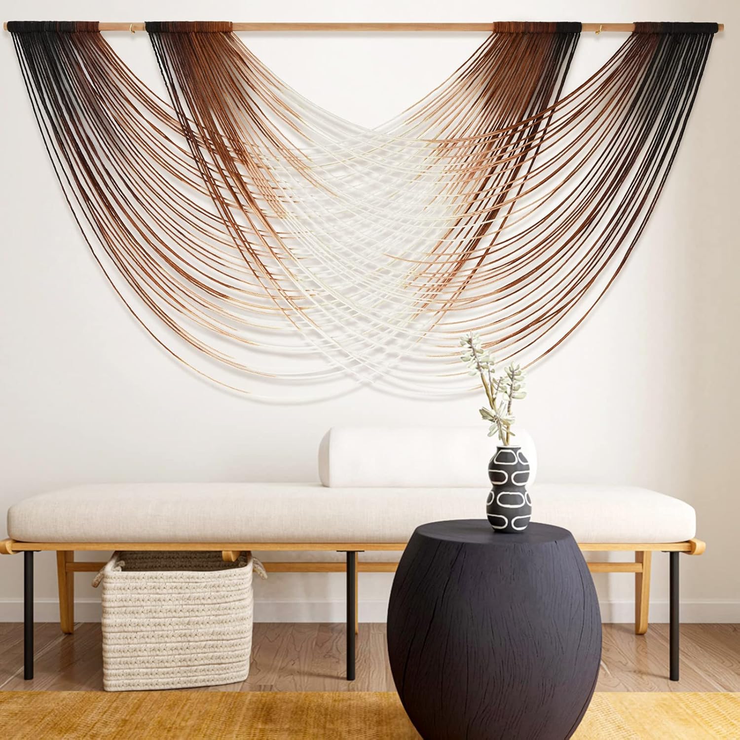 Macrame Wall Hanging Dip-Dye Boho Home Decor Fiber Wall Art Craftsmanship Bedroom Livingroom 57" W x 39" L