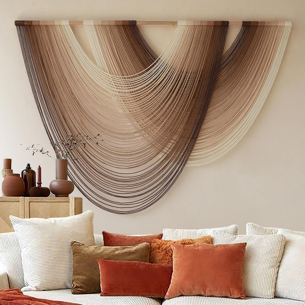 Macrame Wall Hanging Dip-Dye Boho Home Decor Fiber Wall Art Craftsmanship Bedroom Livingroom 57" W x 39" L