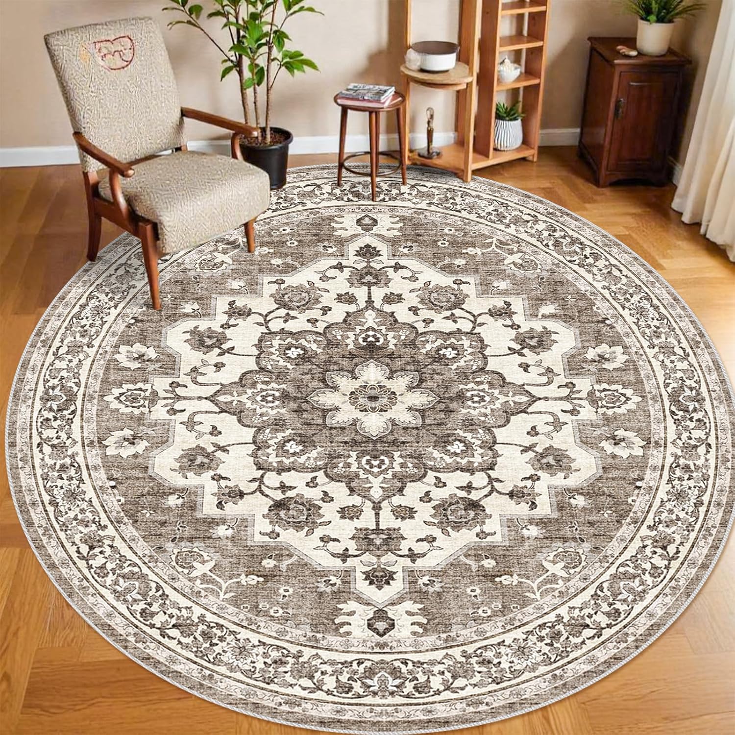 Washable Oriental Area Rug - 9x12 Rugs for Living Room Soft Carpet for Bedroom Waterproof Floral Distressed Indoor Stain Resistant Non-Shedding Floor Carpets (Green, 9x12)