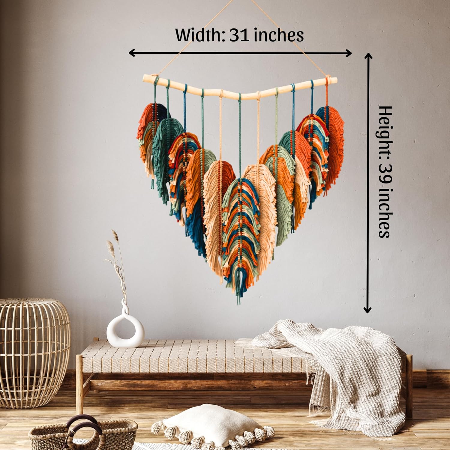 Boho Wall Decor - Large Macrame Wall Hanging - Boho Bedroom Decor - Tapestry for Bedroom - 31x39 inches