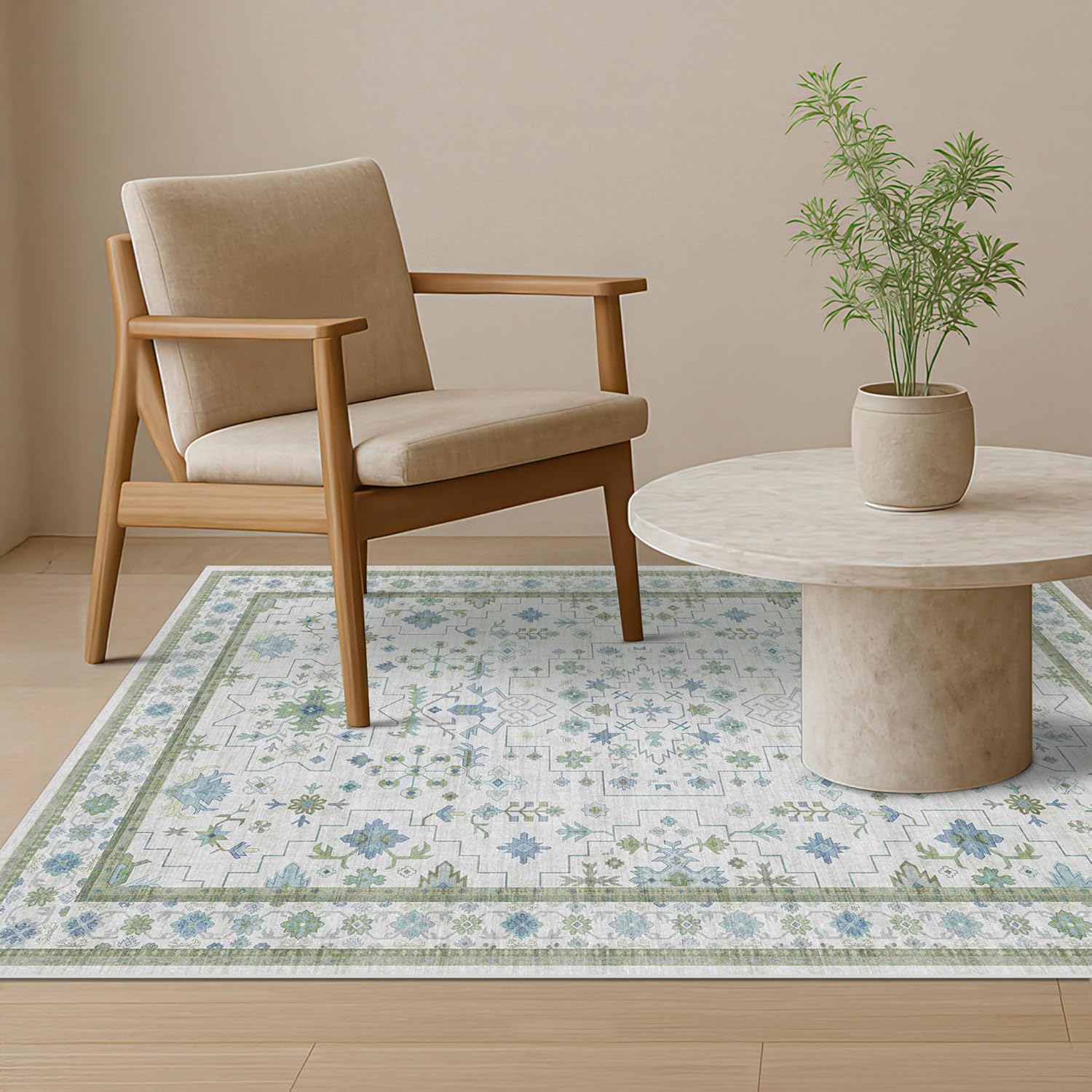 Black Farmhouse Washable 8x10 Area Rugs for Living Room, Bedroom, Dining Room Kitchen Table Rug for Under Table, Office, Dark Charcoal Tumble Stain Resistant Non-Slip Large Washable (8x10 Black/Multi)